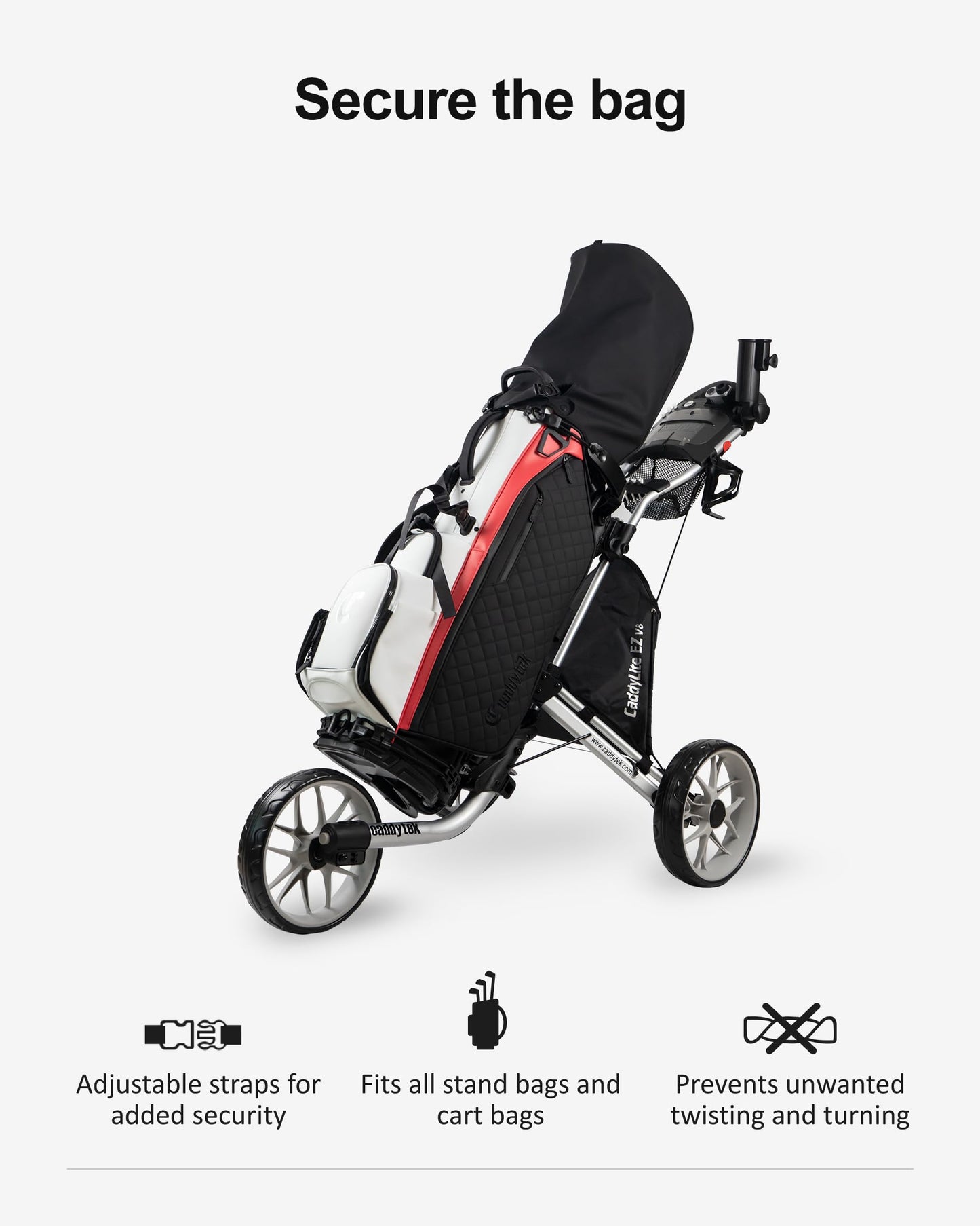 Caddytek Golf CaddyLite EZ Fold V8 3-Wheel Push Cart Silver