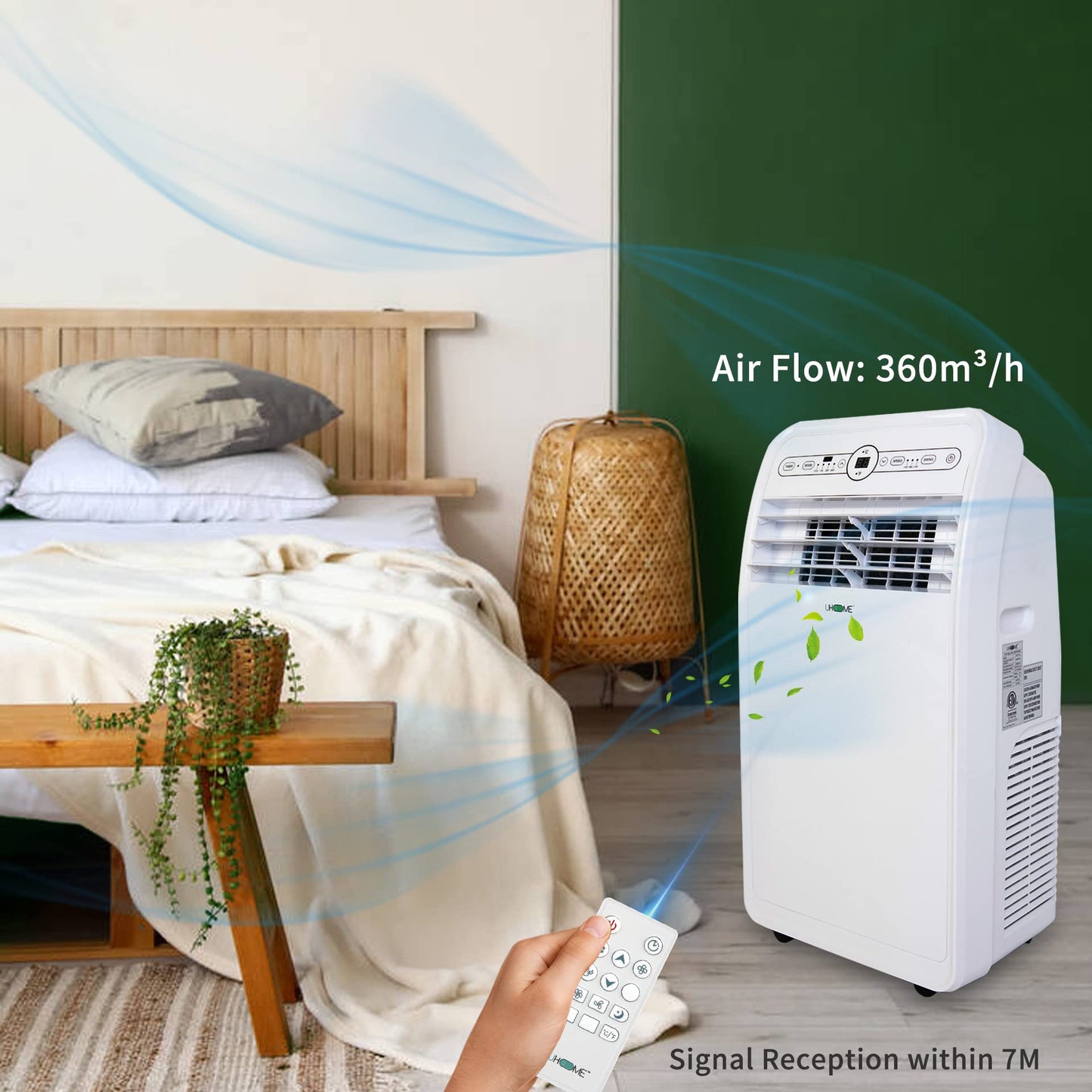 Uhome 12000 BTU Portable Air Conditioner w/Heater up to 450 Sq. Ft, Ac Heater Combo Window Unit, Portable AC Unit with Dehumidifier & Fan, Cools & Heats,Remote Control and Window Kit Included,White