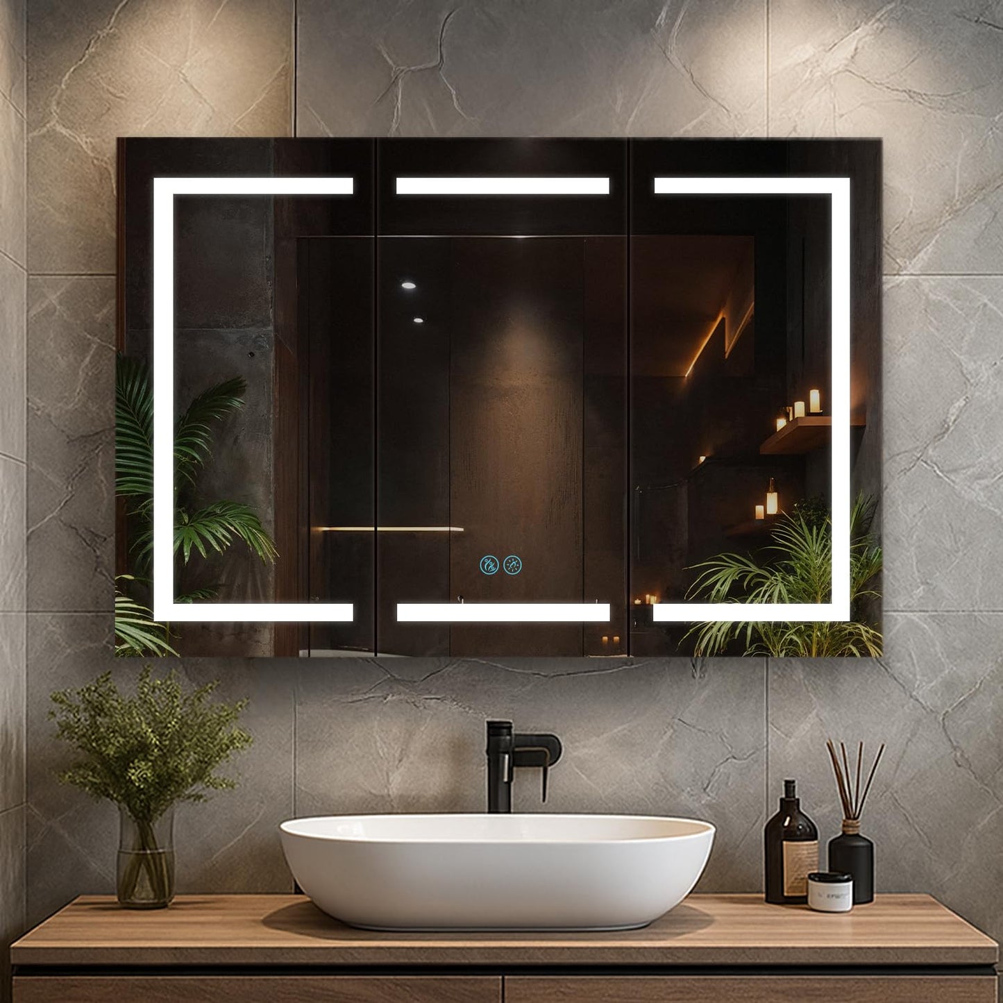 Blossom 48 Inch LED Medicine Cabinet - Large Bathroom Mirror with Storage & Lights, Anti-Fog, CRI 90+ Studio Glow, Anodized Aluminum, Recessed Vanity Cabinet, Modern Bathroom Storage Luxury