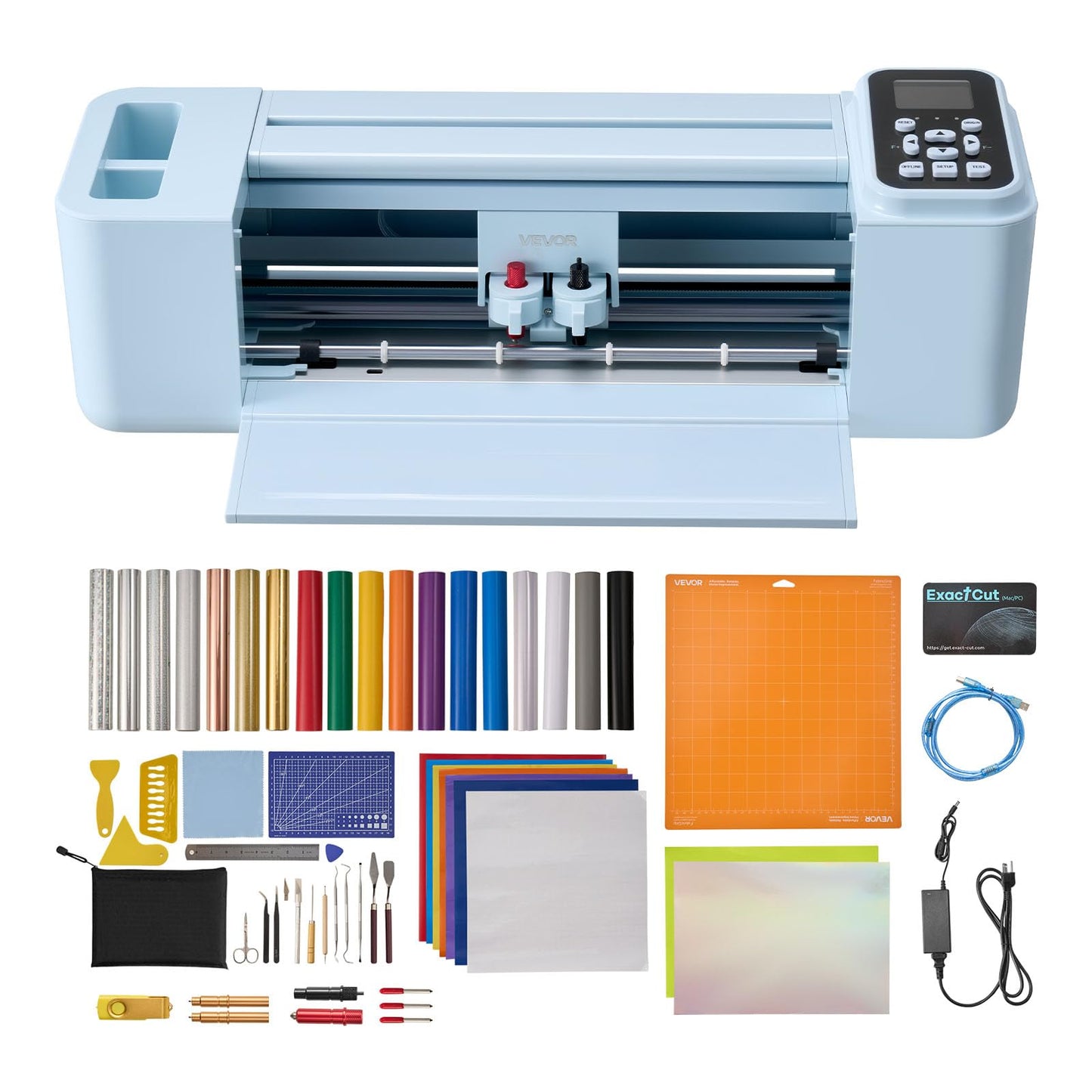 VEVOR Vinyl Cutting Machine, 12 in, Button and Screen Controlled Vinyl Cutter with Materials and Tool Kit, 20000+ Built-in Design Resources, Compatible with Mac, Windows, Android and iOS, for Crafts