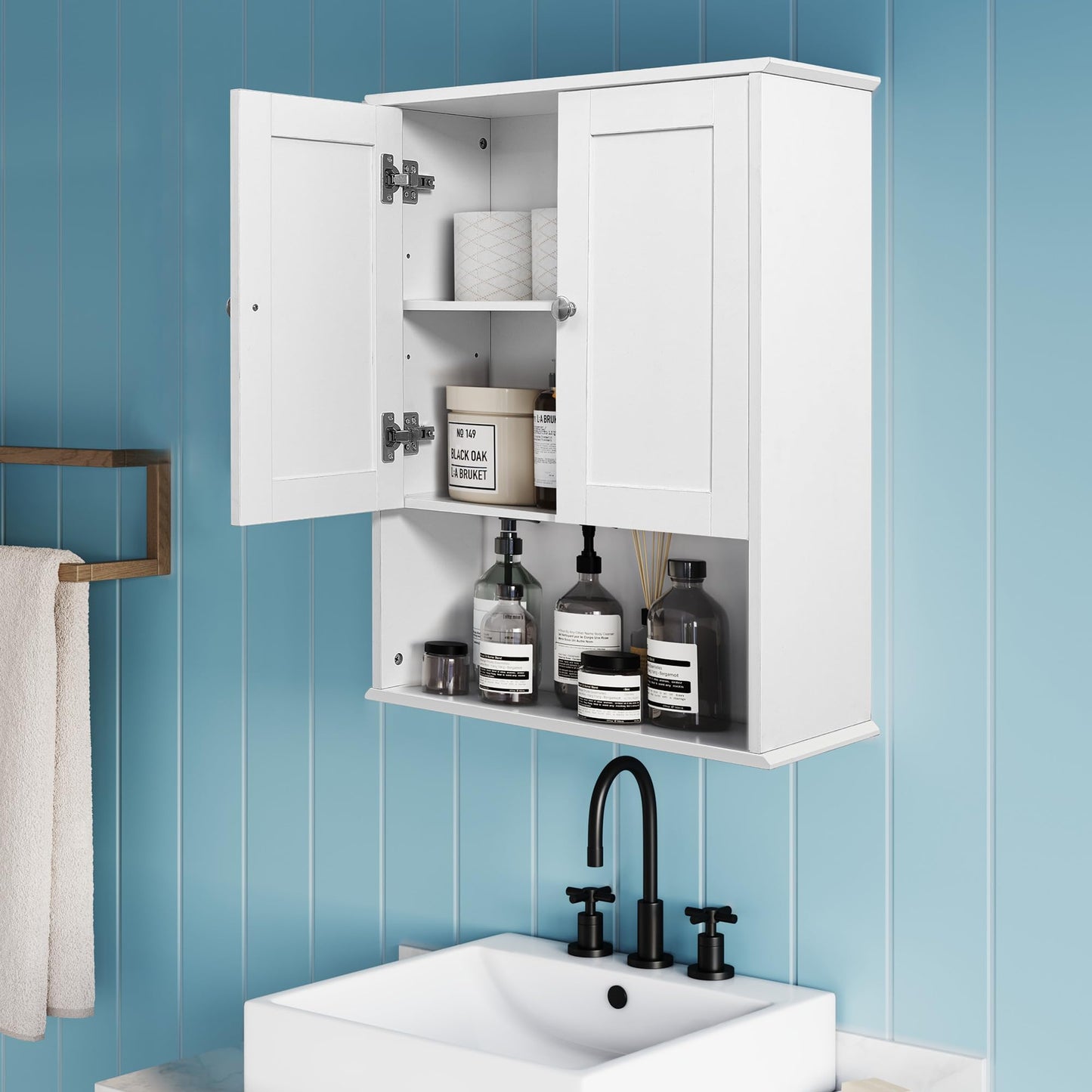 BYAOLVCY Bathroom Cabinet Wall Mounted Over Toilet Storage Cabinet, 24x30 Inch Wooden White Bathroom Wall Cabinet Above Toilet Storage Medicine Cabinets for Kitchen Laundry Bedroom