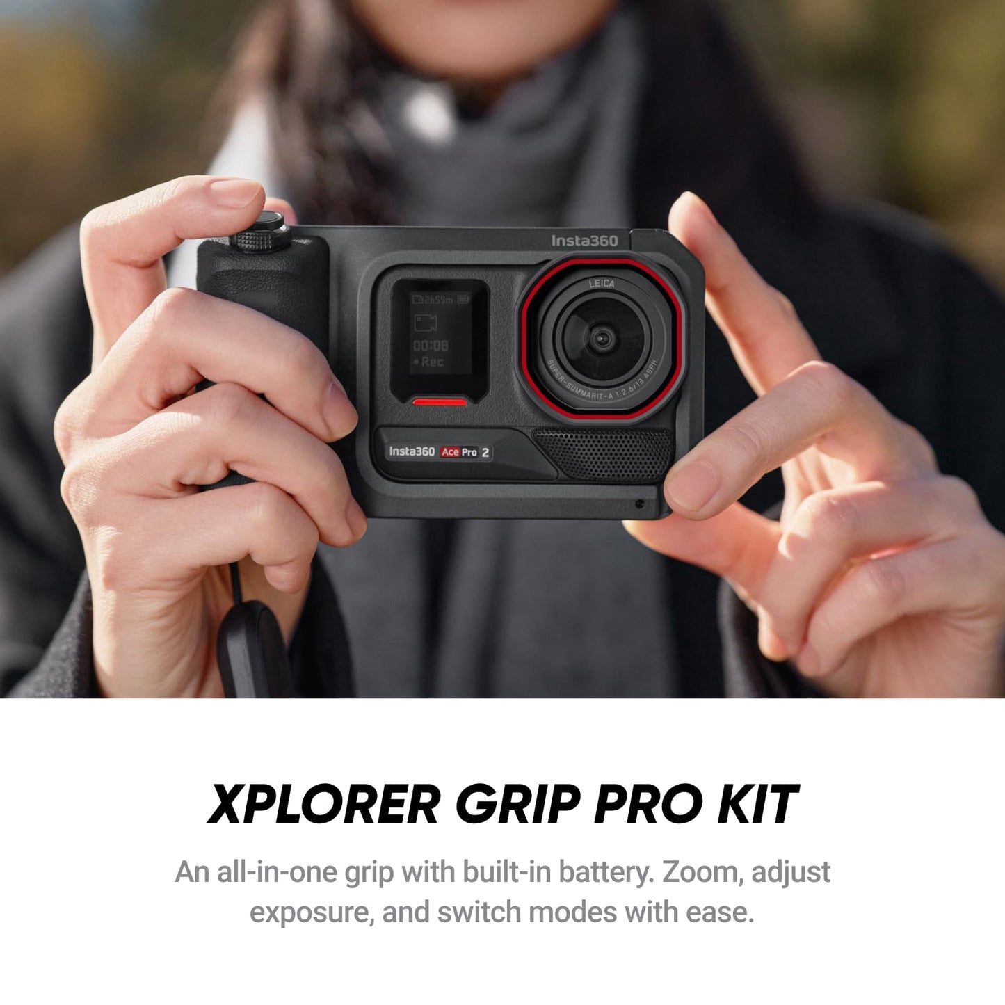 Insta360 Ace Pro 2 Ultimate Videography Bundle - 8K Waterproof Action Camera Co-Engineered with Leica, Xplorer Grip Pro Kit for Street Photography, Cinematic Lens, Close-Up Lens, Ultra Wide Lens