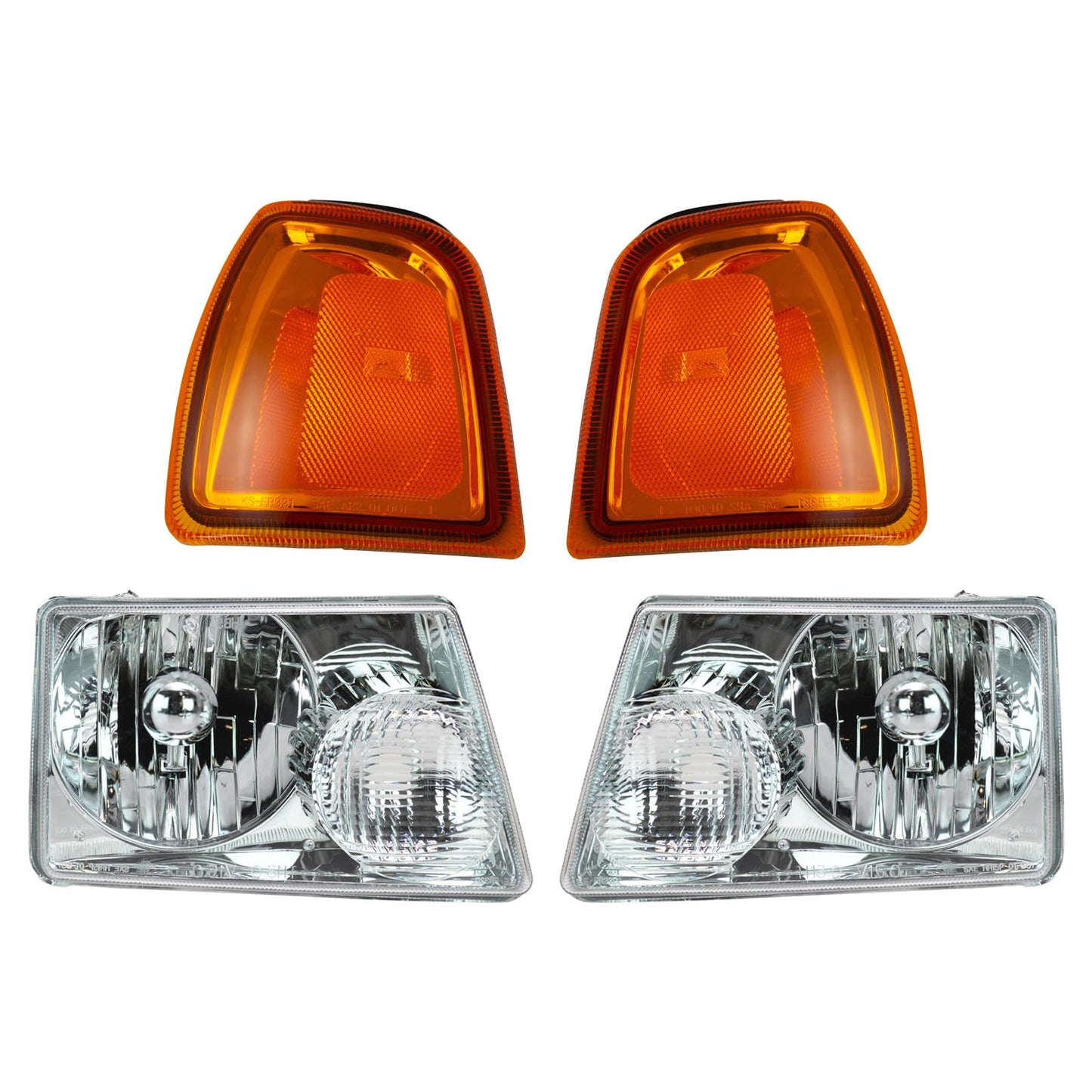 TRQ Headlight & Corner Light Kit for 2001-2005 Ford Ranger, Orange, Model LKA55916