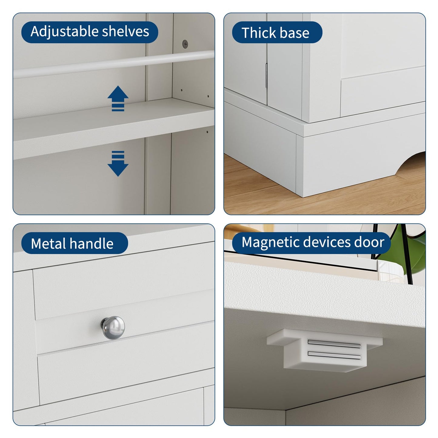 MegaChoice Modern Sideboard Buffet Cabinet with Storage, 55 in Wood Coffee Bar Cabinet with Drawer, Shelves & Door Shelves, Buffet Table Credenzas for Kitchen Dining Room Living Room, White