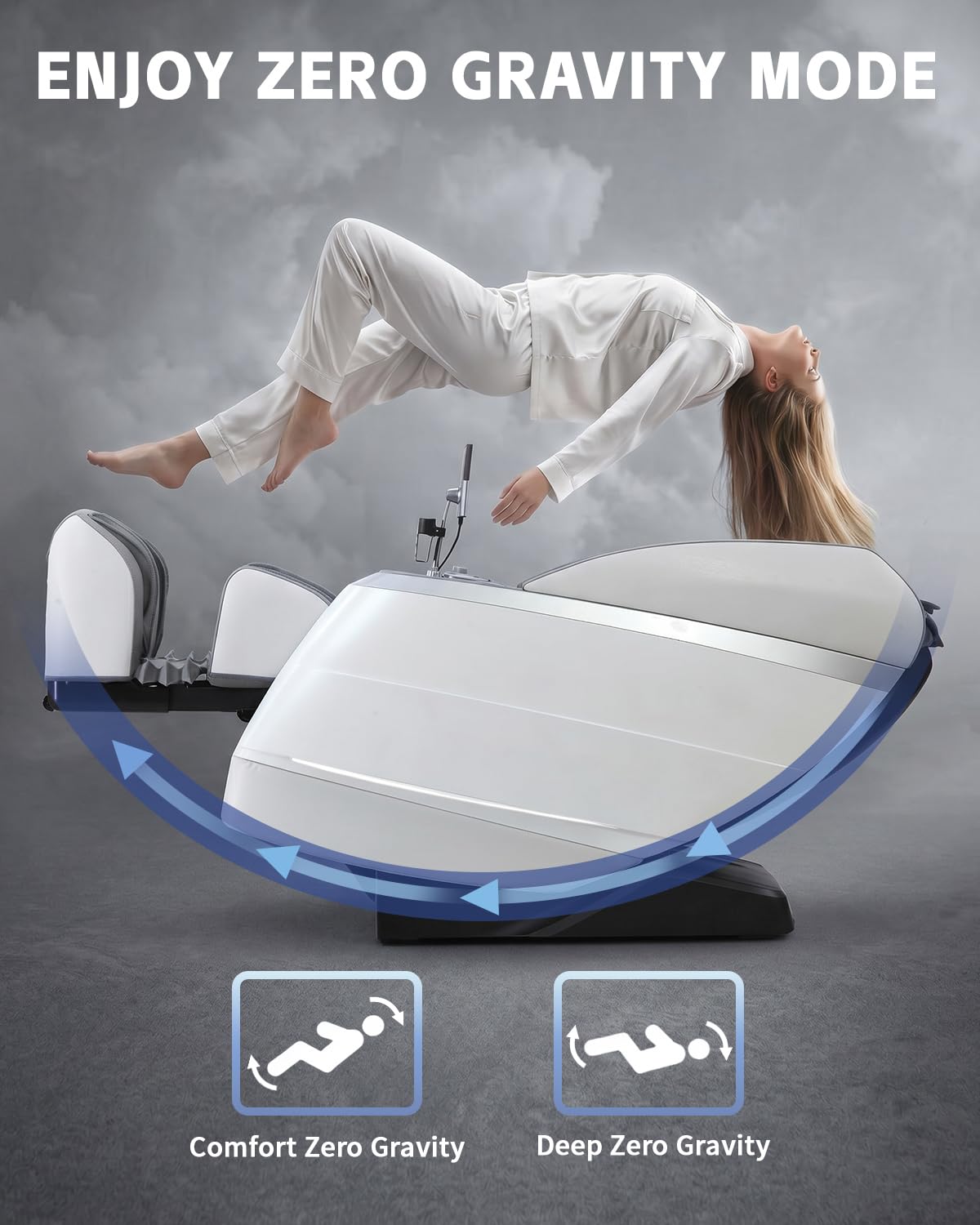 RelaxRelife 4D Full Body Massage Chair with Flexible 166° Track, Reading Light, 18 Massage Modes, 11 Techniques, 36 Airbags, Zero Gravity Recliner with Yoga Stretch and Foot Massage Grey
