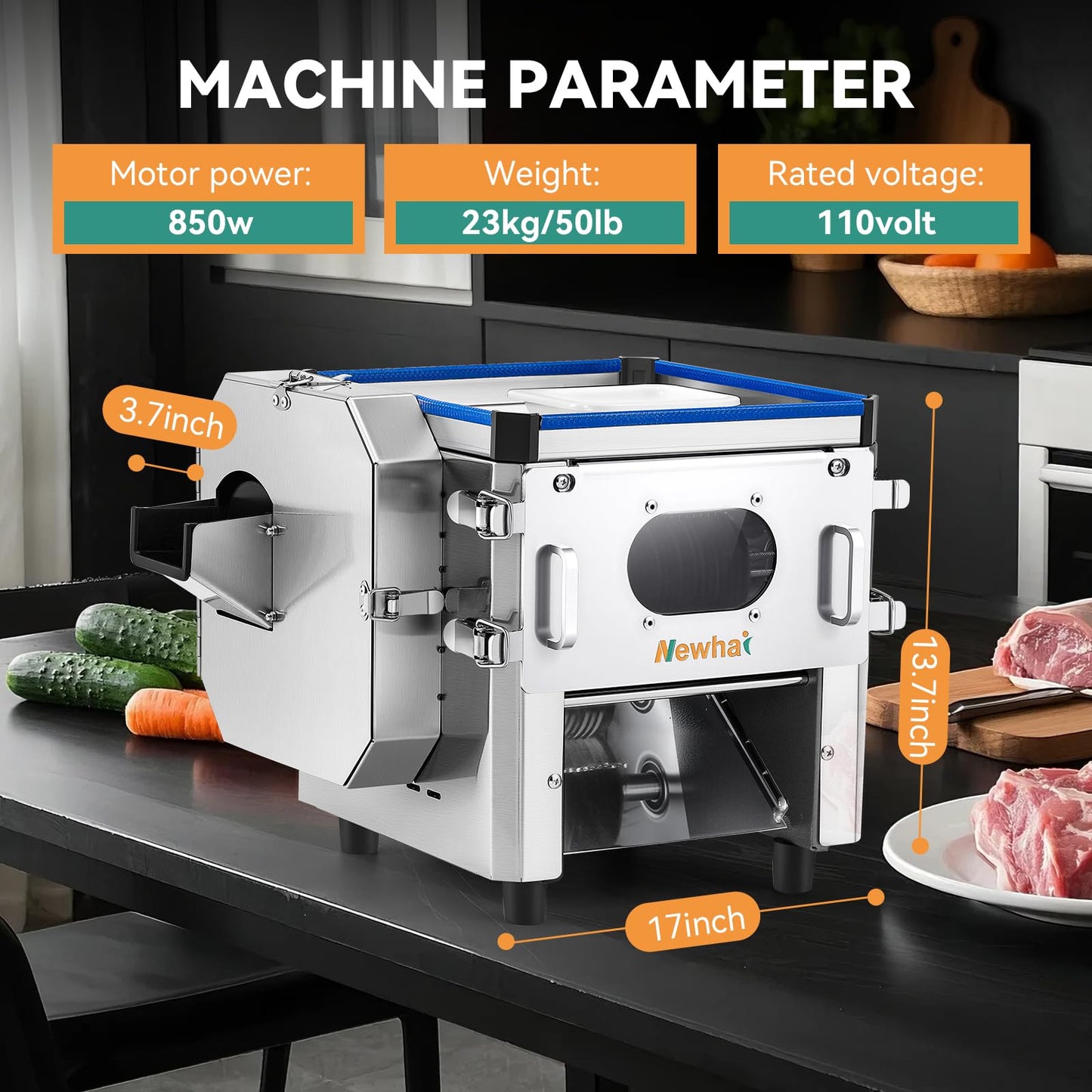 Newhai 2 In 1 Commercial Meat Cutter Machine, 5mm Electric Meat Slicer, Food Vegetable Slicer Shredder, 850W 110volt for Home Kitchen Small Restaurant
