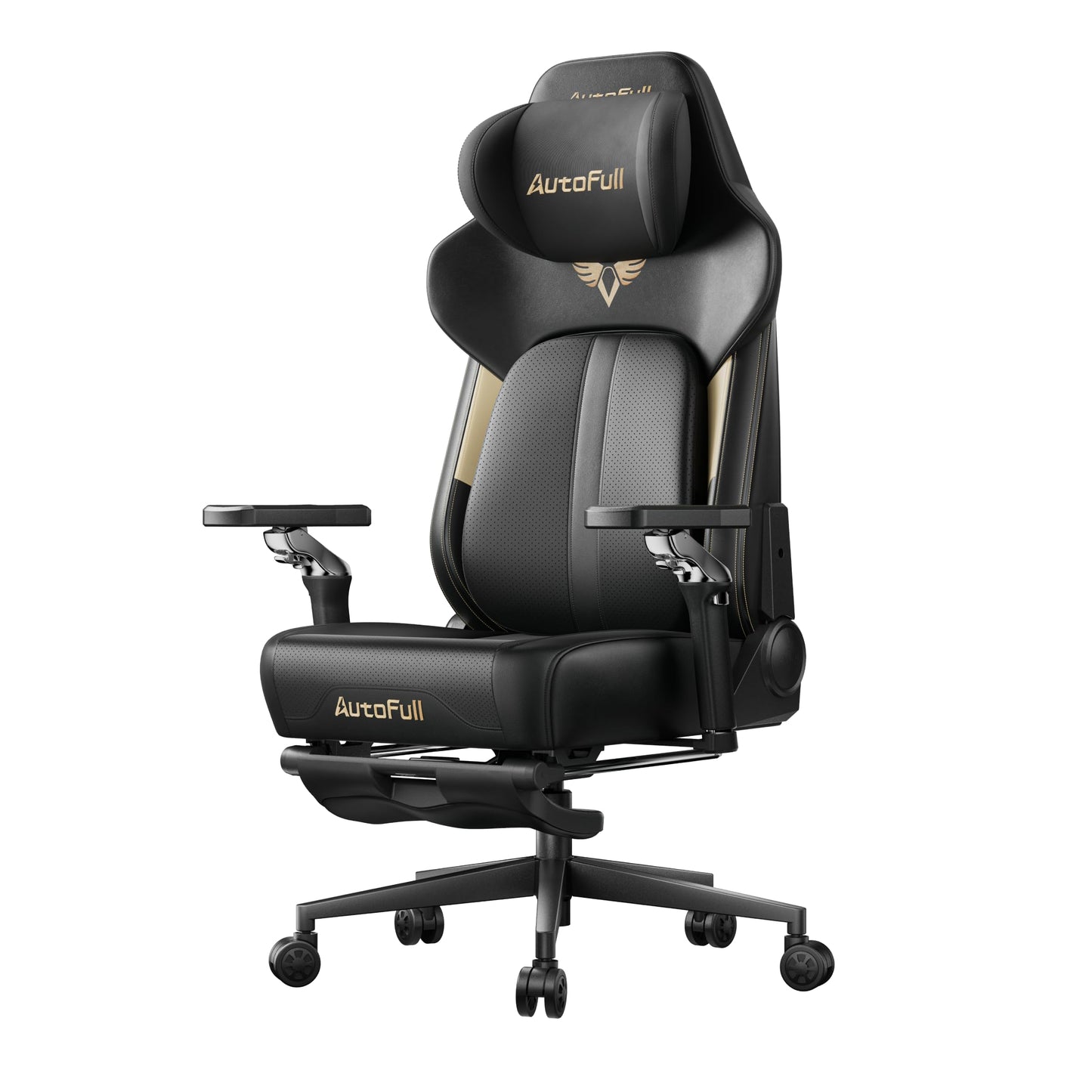 AutoFull M6 Ergonomic Gaming Chair – with 3rd-Gen Dynamic Lumbar Support, Lumbar & Leg Massage, Ventilated & Heated Seat, 360° Mechanical Armrests, Retractable Footrest (Black)