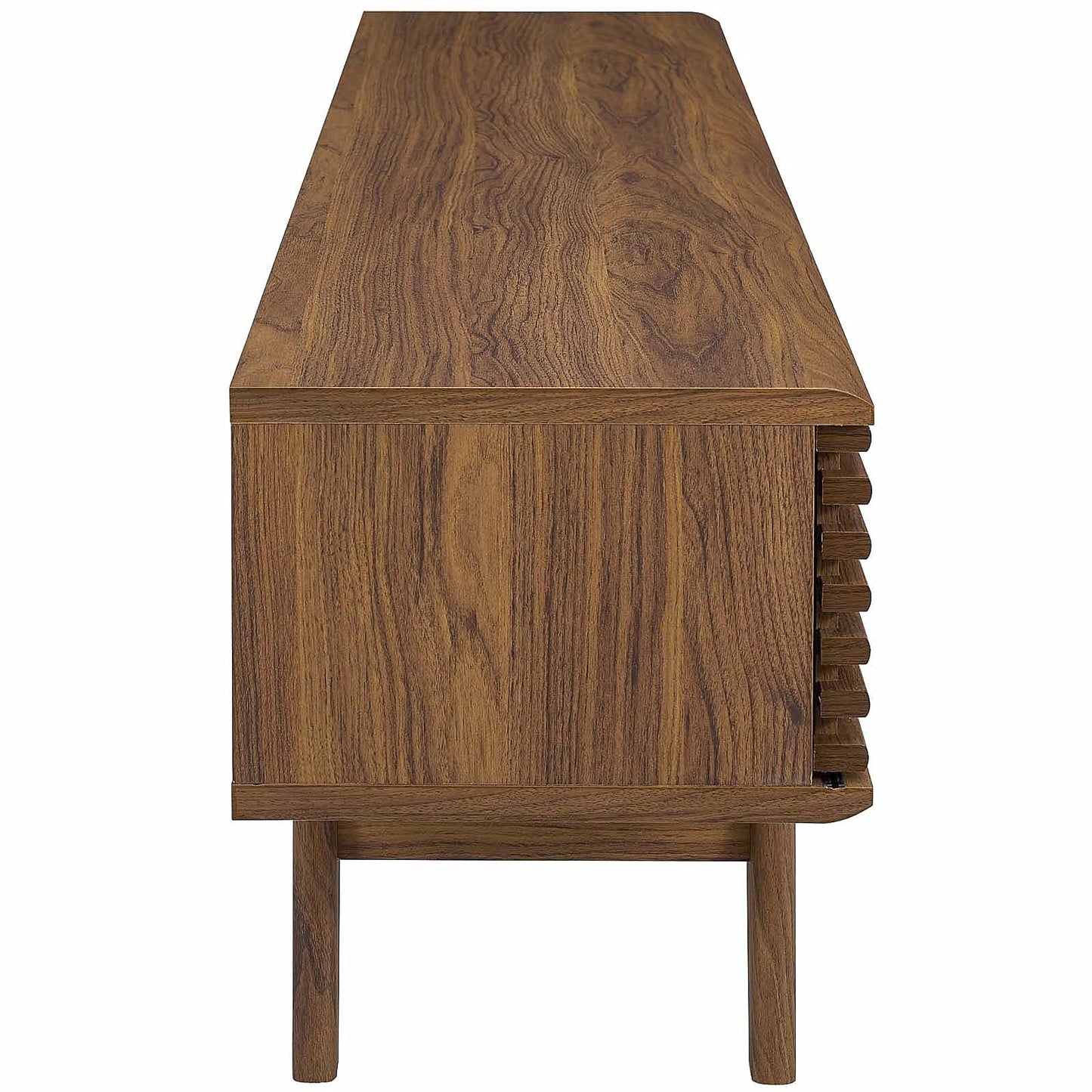 Modway Render 70" Mid-Century Modern Low Profile Media Console Entertainment TV Stand in Walnut Walnut