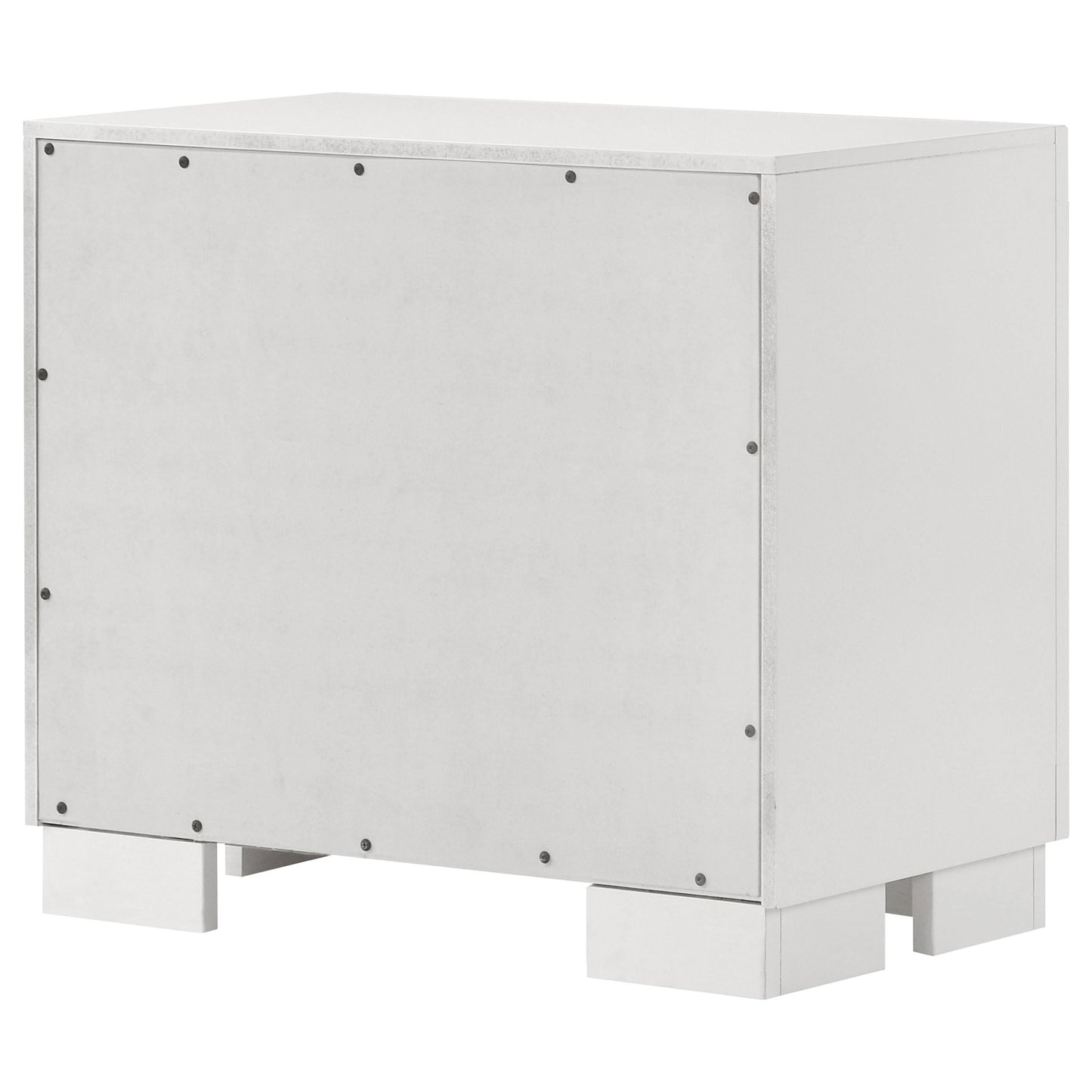 Coaster Home Furnishings - Jessica - Wood - 2-Drawer Nightstand with Silver Bar Handles, Flat Drawer Fronts, Boxy Frame and Hidden Storage - Bedroom - Snow White - 202992
