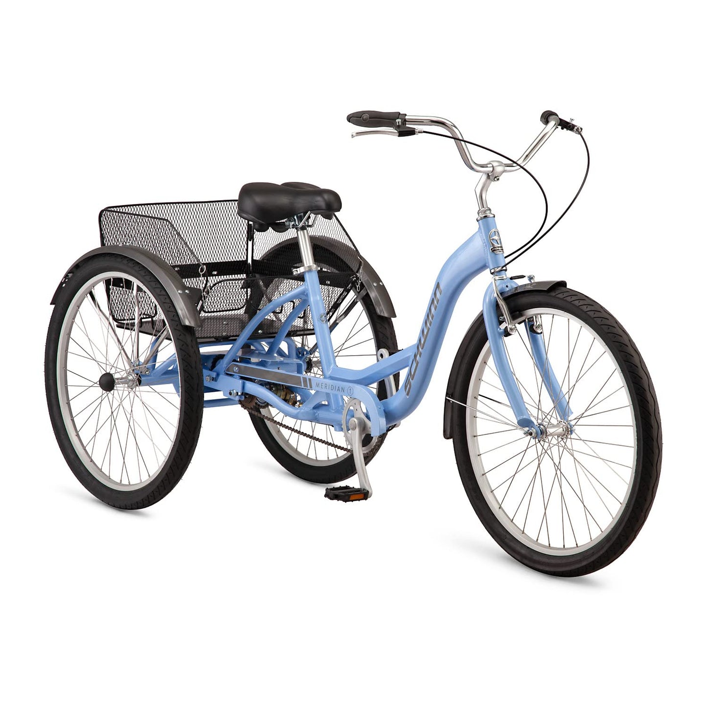 Schwinn Meridian Adult Tricycle, 26 Inch Bike for Women and Men, Single-Speed Adult Trike, Low Step-Through Frame, Springer Cruiser Seat, Upright Riding Position, Bike with Basket, Tricycle for Adults