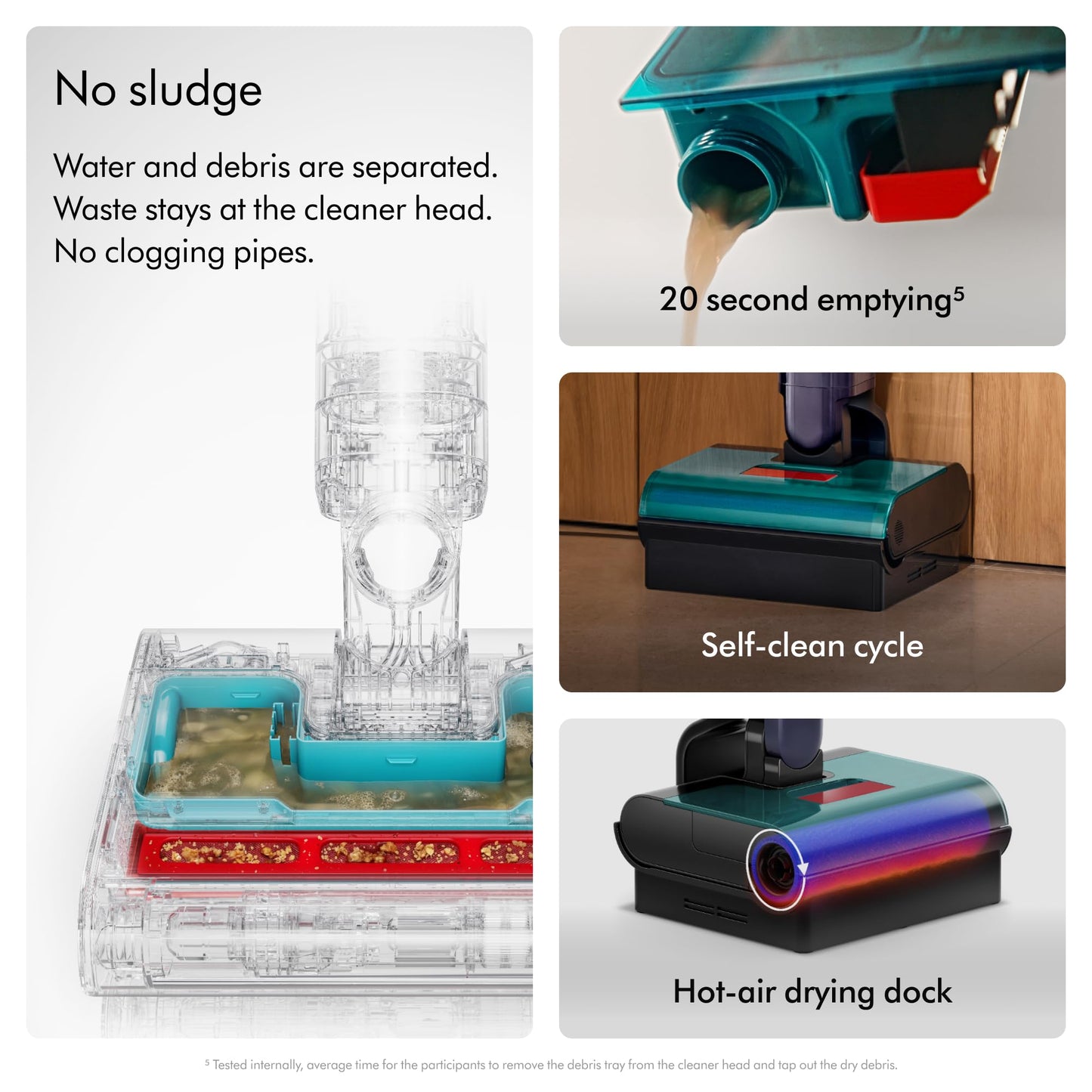 Dyson Clean+Wash Hygiene Wet and Dry Cleaner for Hard Floors - Cordless, 70 Minutes Run time, lays Flat, Anti-Tangle, self-Cleaning Roller, Drying Dock