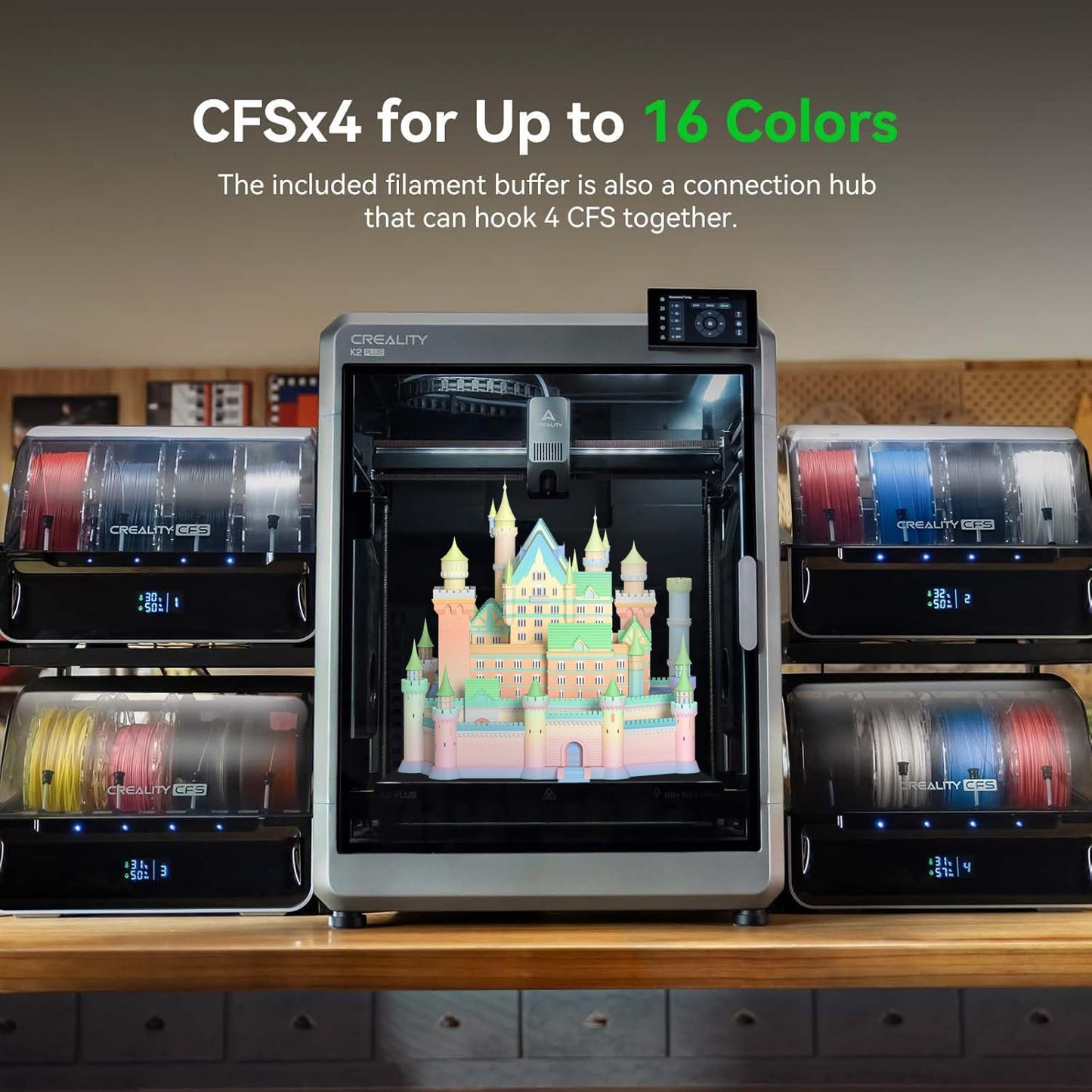 2026 New Official CREALITY CFS - Creality Filament System, Multi-Color 3D Printer Automatically System, Supports 16 Color Printing for K1 Series CFS Upgrade Kit/K2 Combo//K2 Plus/K1 MAX/K1 SE/K1C/Hi