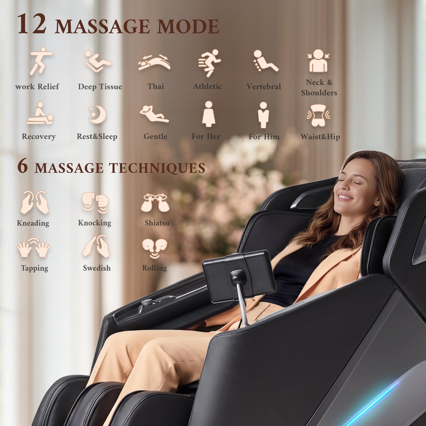 4D Massage Chair, Full Body Massage Chair, Zero Gravity Recliner w/ Intelligent Voice Control, 53.14" SL Track, Electric Calfrest Extension, 12 Auto Modes, USB Type-C, Bluetooth Speaker, TFT Screen
