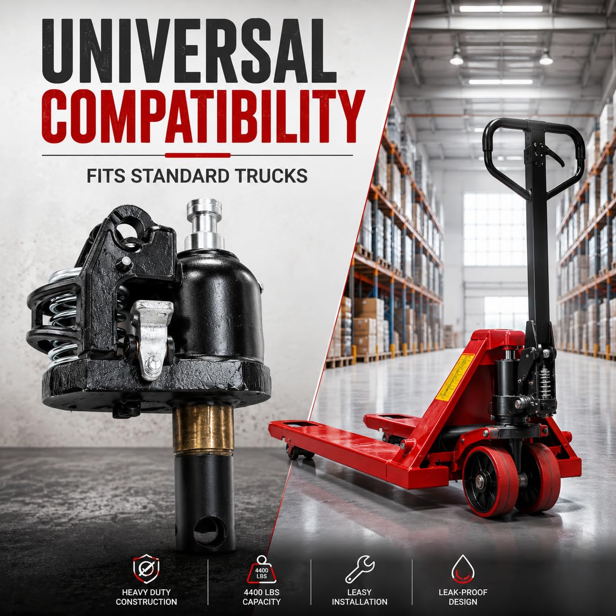 333'S Pallet Jack Hydraulic Pump Replacement, 4400 lb Hydraulic Unit with 45mm Spindle Shaft for Manual Pallet Truck Repair, Black