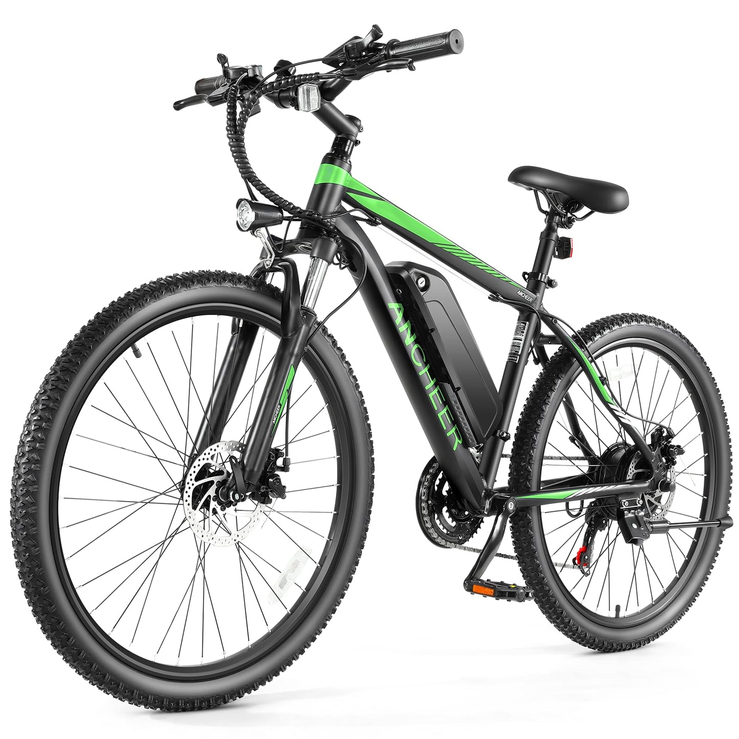 ANCHEER Electric Bike for Adults, [Peak 750W Motor] Electric Mountain Bike, 26" Sunshine Ebike, 55 Miles 20-22MPH Electric Bicycle with 48V/374Wh Battery, 7/21Speed, UL 2849 Certified (Green)