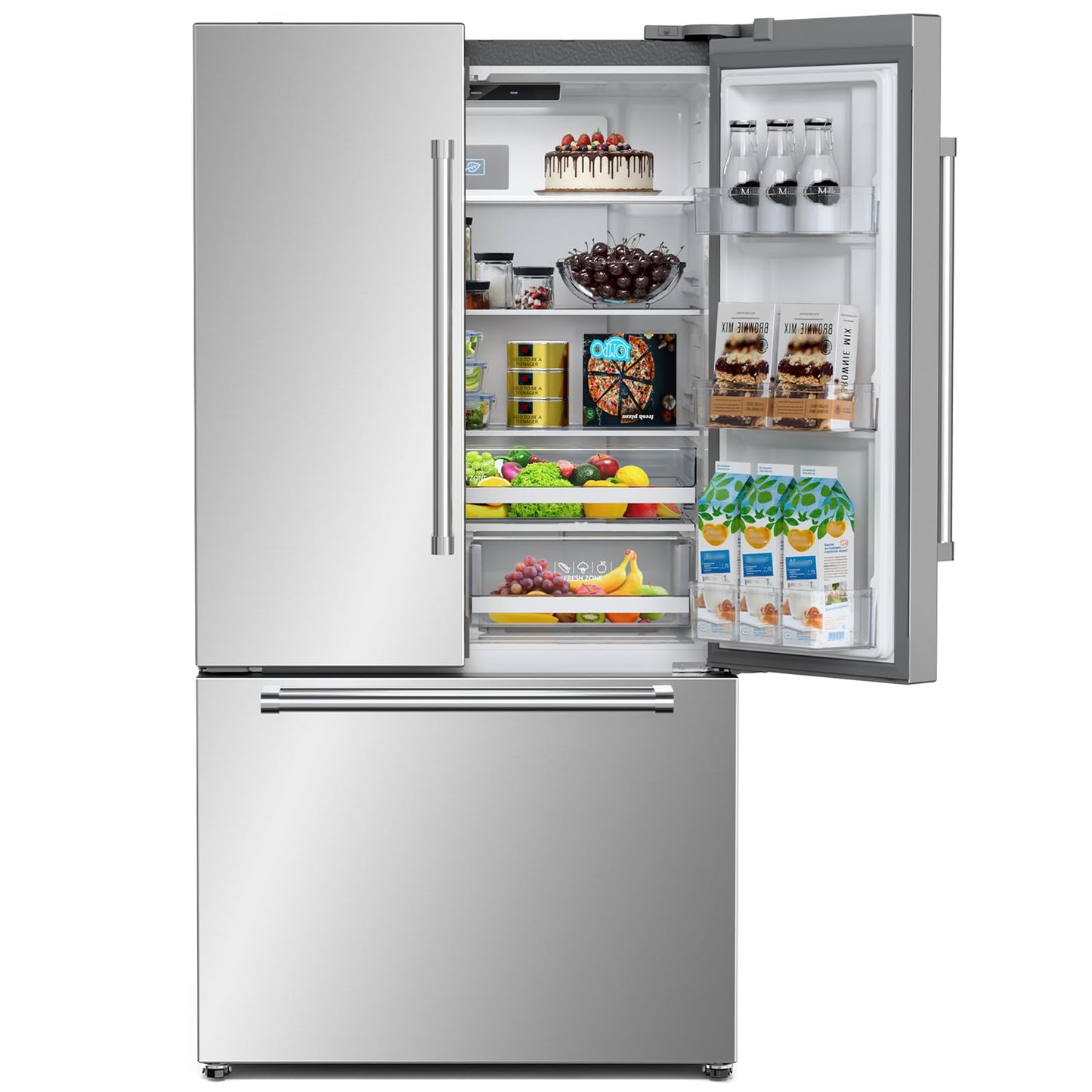 Antarctic Star 2 French Door Refrigerator, Auto Ice & Water Filter, VCM Stainless, Multi-Air, Fast Cooling, Inverter, LED Alarm, Energy Star, 20.3 Cu Ft, Silver