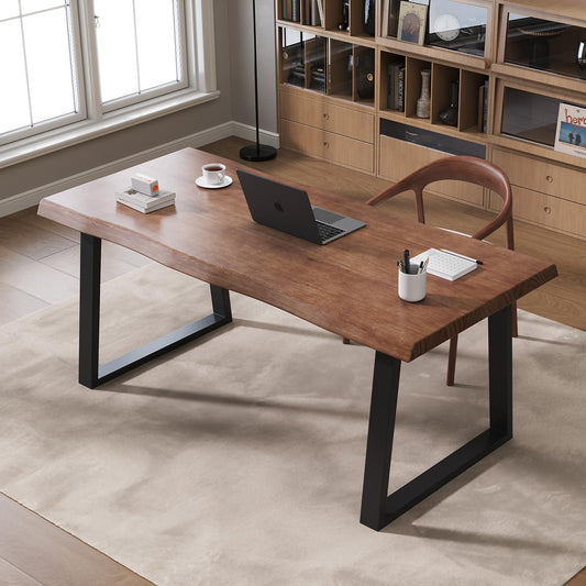 Pine computer desk, modern solid wood home office desk, long rural farmhouse pine dining table, administrative workstation computer desk, suitable for living room and dining room (55inch)