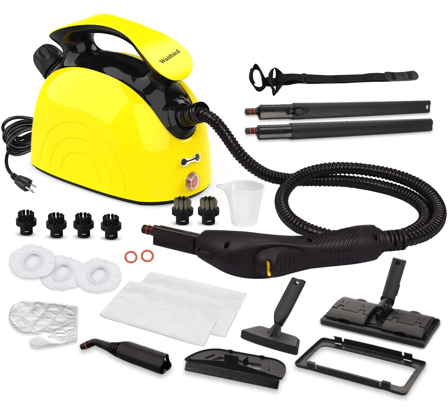 Steam Cleaner, Multipurpose Powerful Steamer with 21 Accessories, 248°F High-Temperature Steam for Floors, Grout, Tiles, Carpet, Cars - Portable 1.08L Tank, Child Lock, Chemical-Free Cleaning (Yellow)