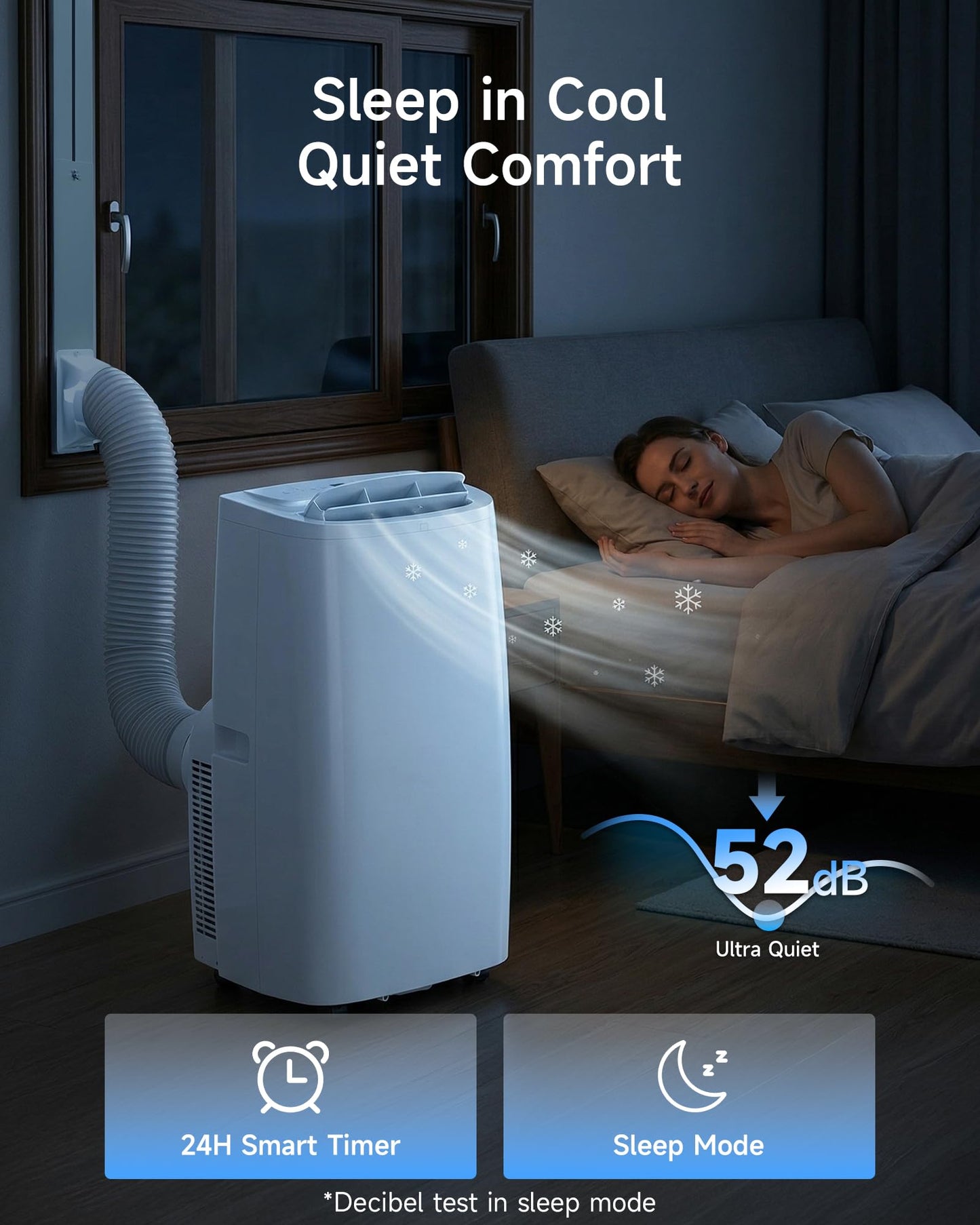 Air Choice 14,000 BTU Portable Air Conditioners, 5-in-1 Portable AC Unit with Cool, Heat, Dehumidifier, Fan, Sleep Mode, Auto Swing, Air Conditioner Portable for Large Room Up to 700 Sq. Ft, Remote