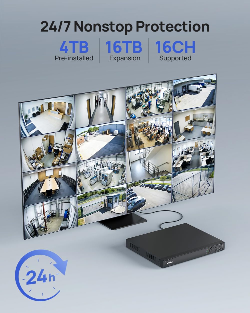 ANNKE 4K 16CH PoE Camera System, H.265+ 12MP NVR, 8X 8MP Wired Dome Security IP Outdoor Cams, AI Motion Detection, Built-in Mic, 4TB HDD, Spotlight Color Night Vision, Compatible with Alexa, Not PTZ