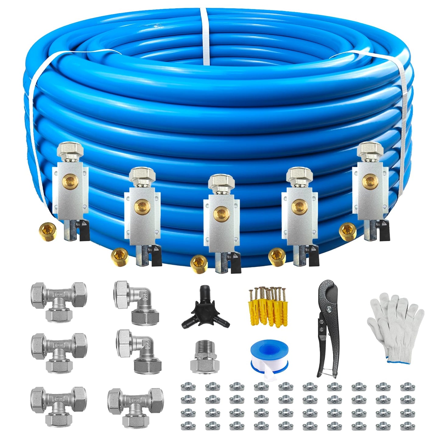 Compressed Air Line Kit, 3/4" x 50' 120’&200'&300' HDPE-Aluminum-HDPE Piping, Air Line Hose, Air Hose Kit with Air Compressor Accessories and Airline Tubing