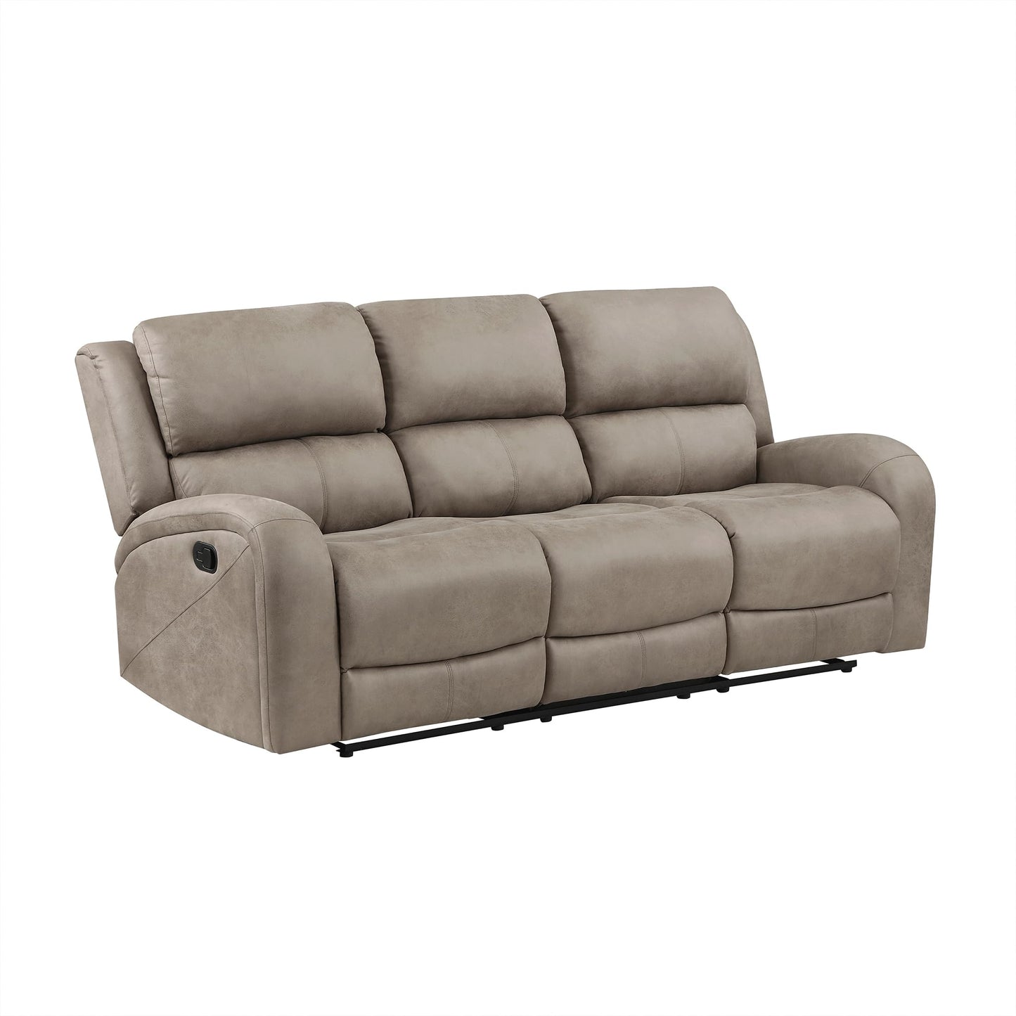 Lexicon Manual Double Reclining Sofa, Polished Microfiber Manual Wall Hugger Sofa Recliner for Living Room, Home Theater Seating, Track Arm, Stitching Cushion, Padded Foam Seat Cushion, Brown
