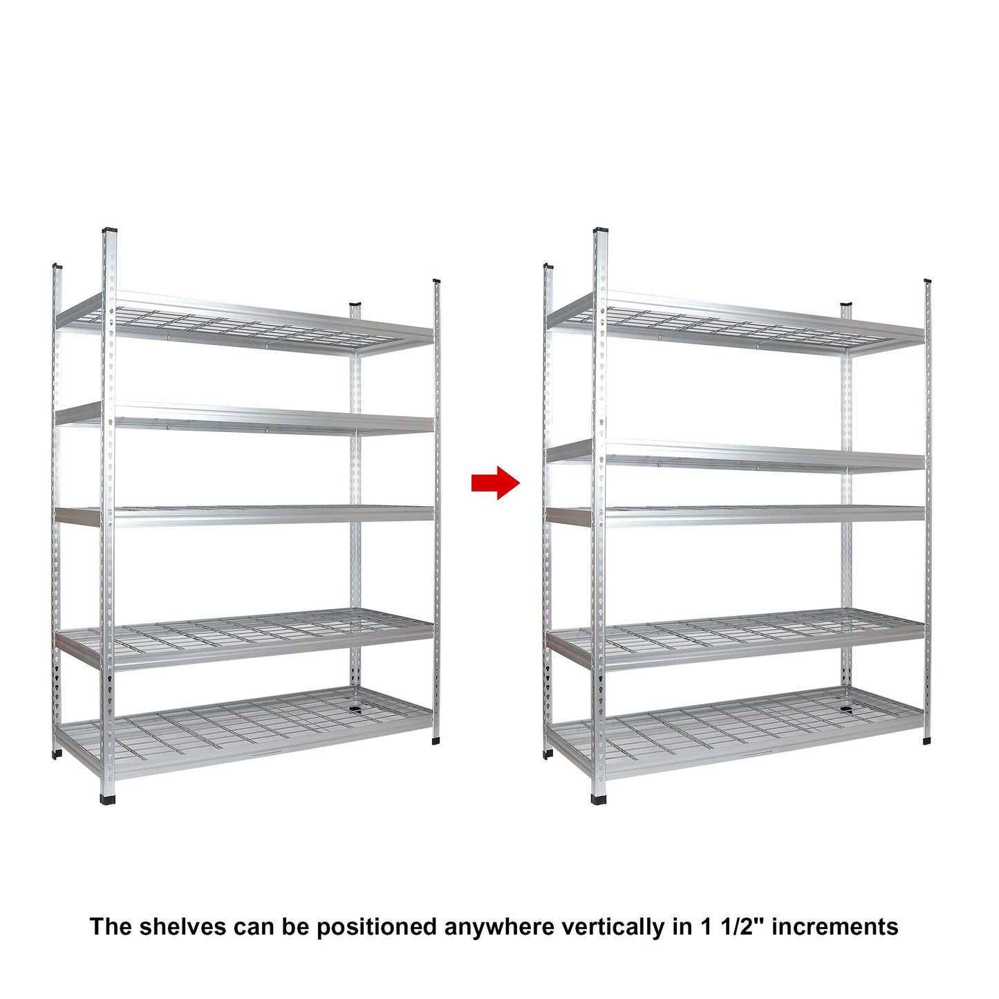 Amazon Basics Heavy Duty 5 Shelf Storage Shelving Unit, High-Grade Aluminum, Shelves, Adjustable Height, 60" x 24" x 78", Silver