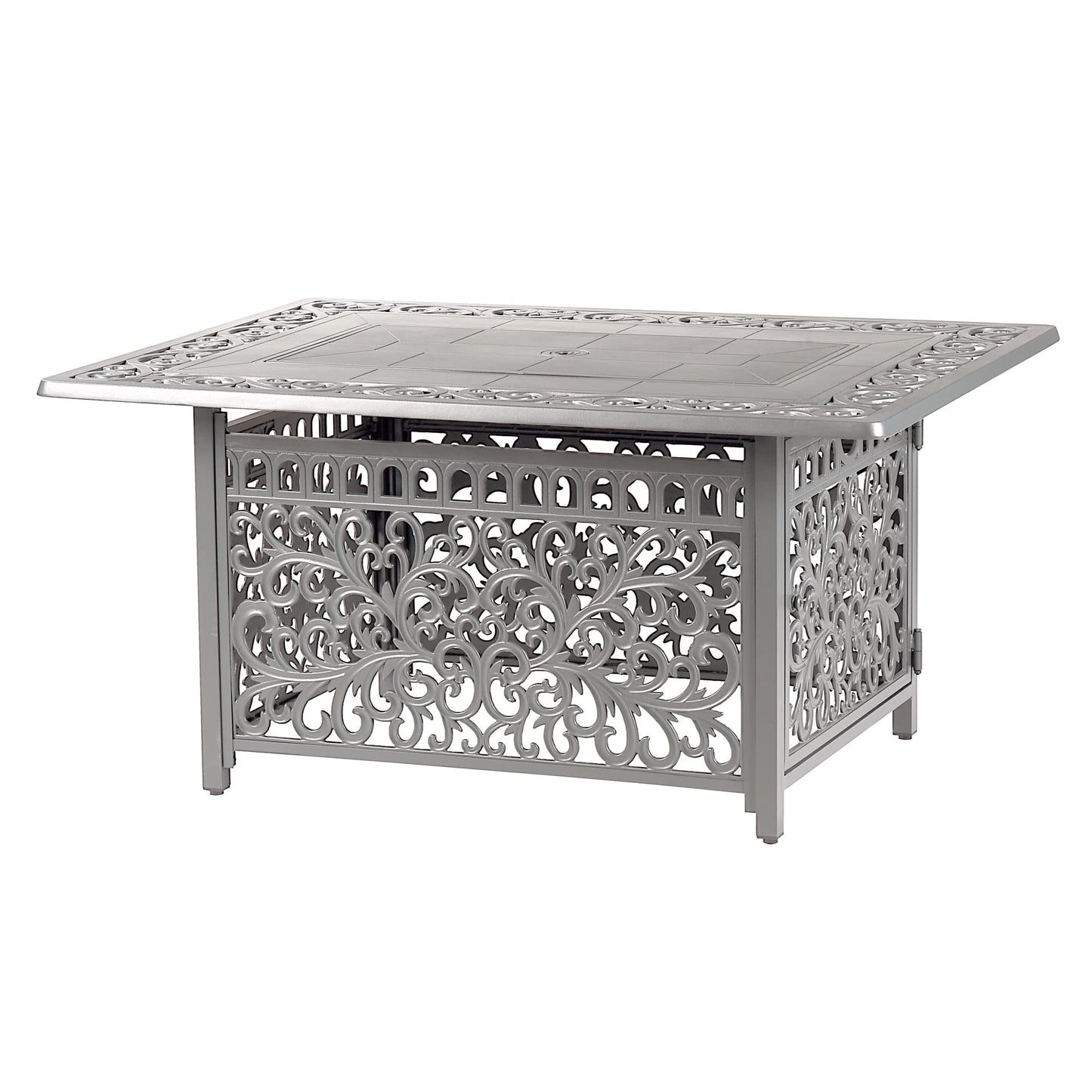 Oakland Living Rectangular 48 in. x 36 in. Aluminum Propane Fire Pit Table, Glass Beads, Two Covers, Lid, 57,000 BTUs in Grey Finish