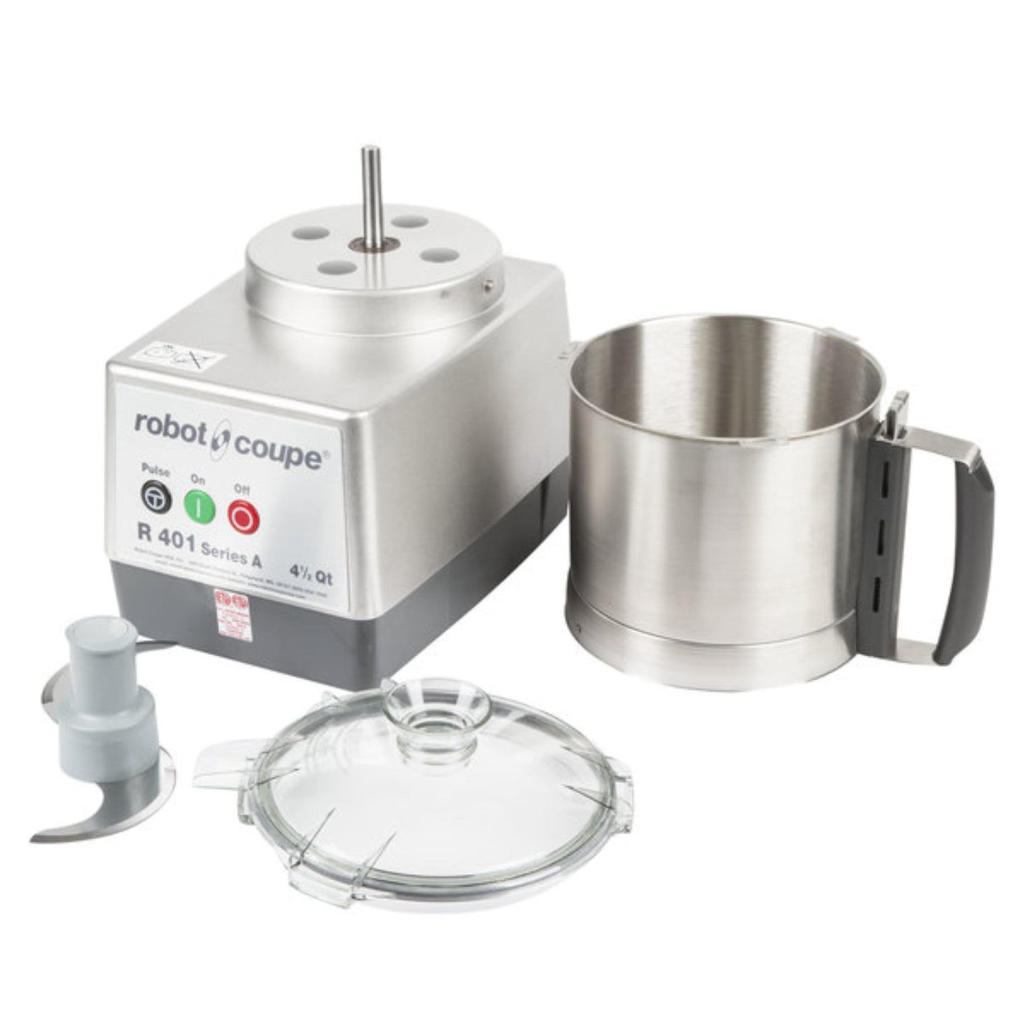 Robot Coupe R401B Food Processor 1245-00127, 4.5 Qt Stainless Steel Bowl, Single-Speed Commercial Chopper Machine, S-Blade, 1.5 HP Motor, Grey, Kitchen Food Processor, 120V
