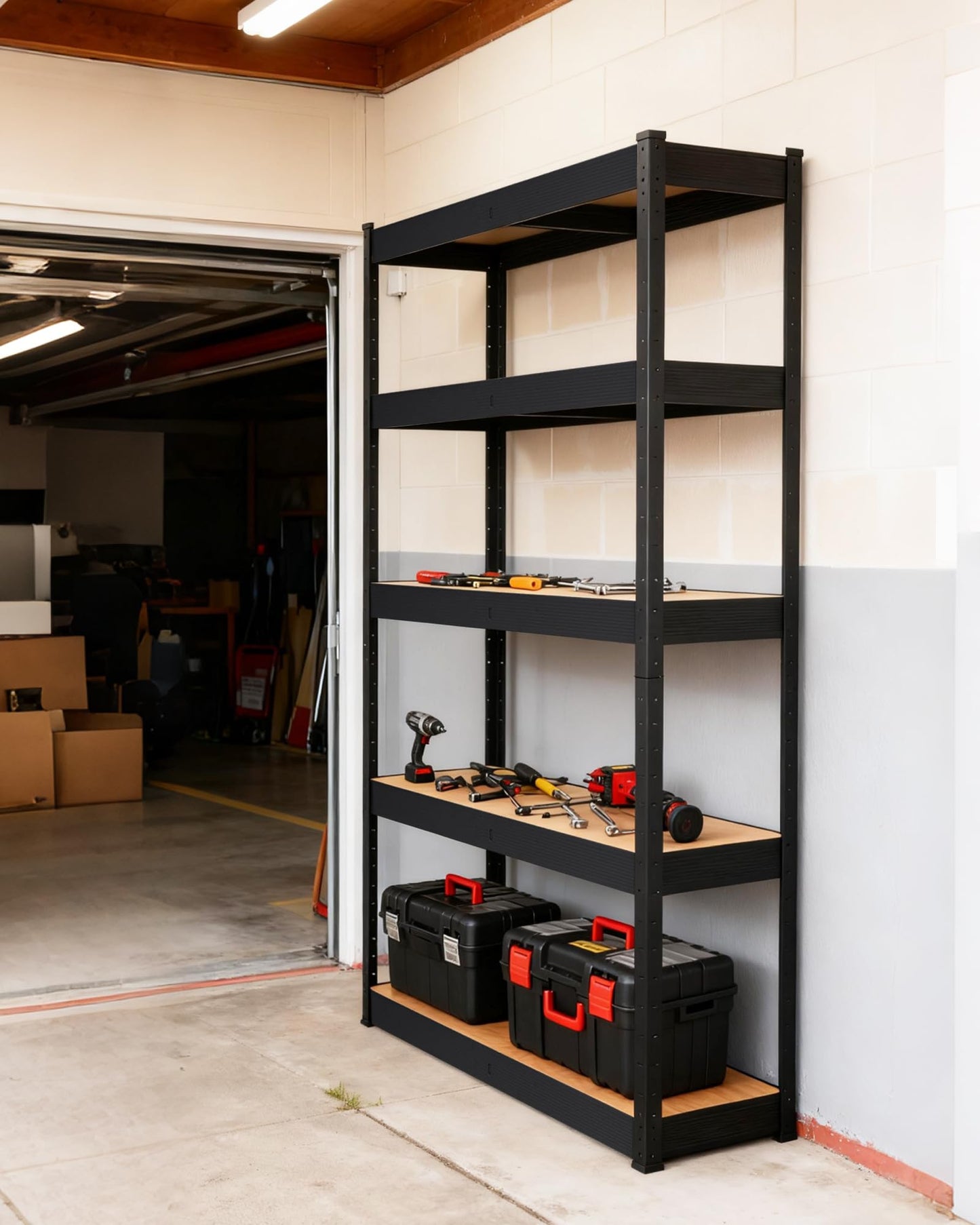 Garage Storage Shelves,48x24x72 Heavy Duty Garage Shelving Metal Adjustable Garage Shelves,5-Tier Adjustable Shelving Units,Loads 2000 LBS,Metal Storage Utility Racks for Warehouse,Pantry, Basement