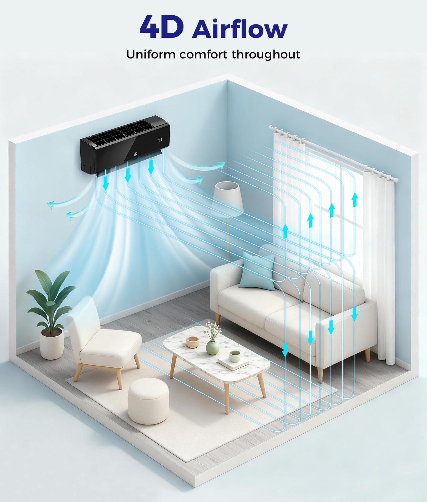 Oylus Mini Split Ac/Heating System - 12000 BTU Mini Split Air Conditioner with Heat Pump Wifi Enabled Inverter, 20 SEER2 115V Energy Efficient Precharged DIY Split Ac Unit Up to 750 Sq.Ft
