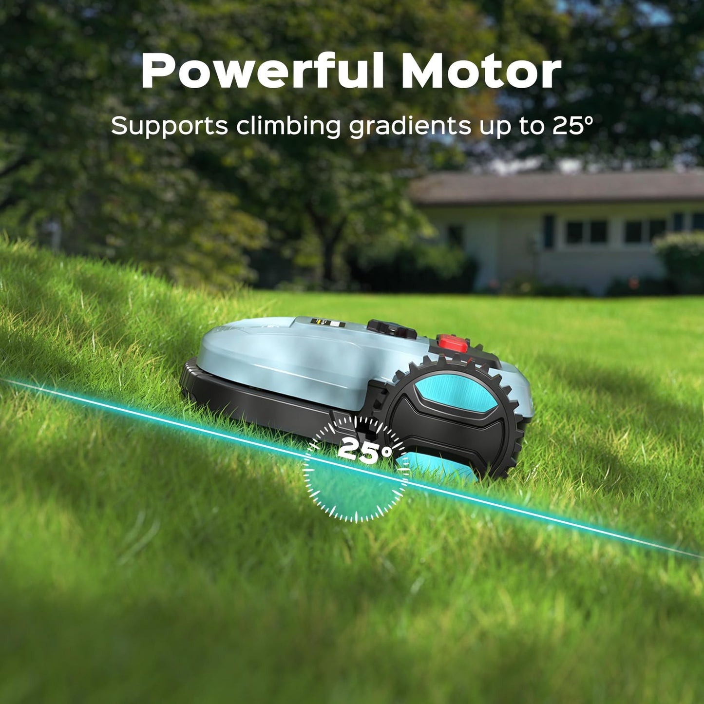 2026 New Robot Lawn Mower with App Control – Features Adjustable Cutting Height, Auto-Charging, Obstacle Detection and Brushless Motor for Lawns Up to 1/8 Acre, Light Gray