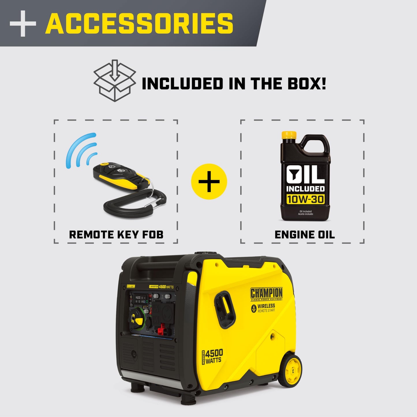 Champion Power Equipment 4500-Watt Wireless Remote Start Inverter Generator with Quiet Technology and Free 3-Year Warranty