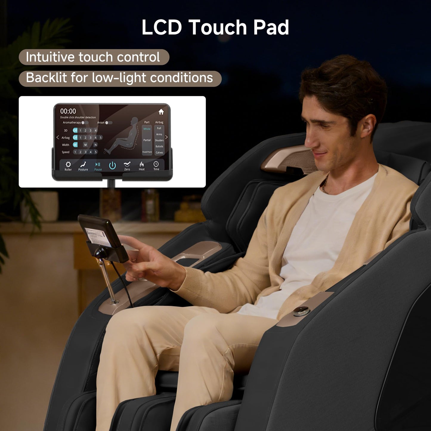 Real Relax 4D Massage Chair Full Body, Zero Gravity SL Track Recliner with Backlit Toch Pad, Negative Ion Purification, Aromatherapy, 20 Auto Modes, Yoga Stretching, Auto Body Scan, Black