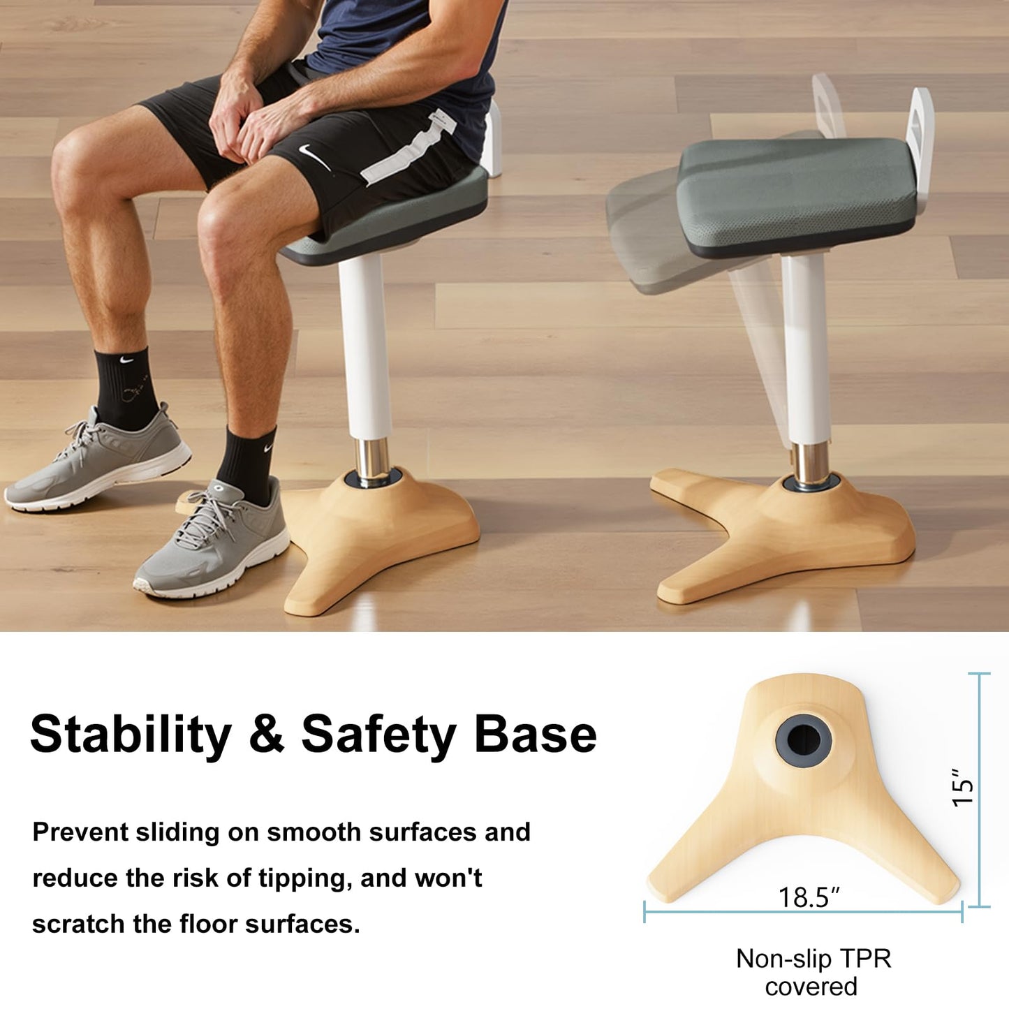 ERGO COLLECT Wobble Stool for Standing Desk, Height Adjustable 22"-31.9", Ergonomic Sit Stand Chair with Non-Slip Base & Upgraded Lift, Home Office Active Sitting Stool