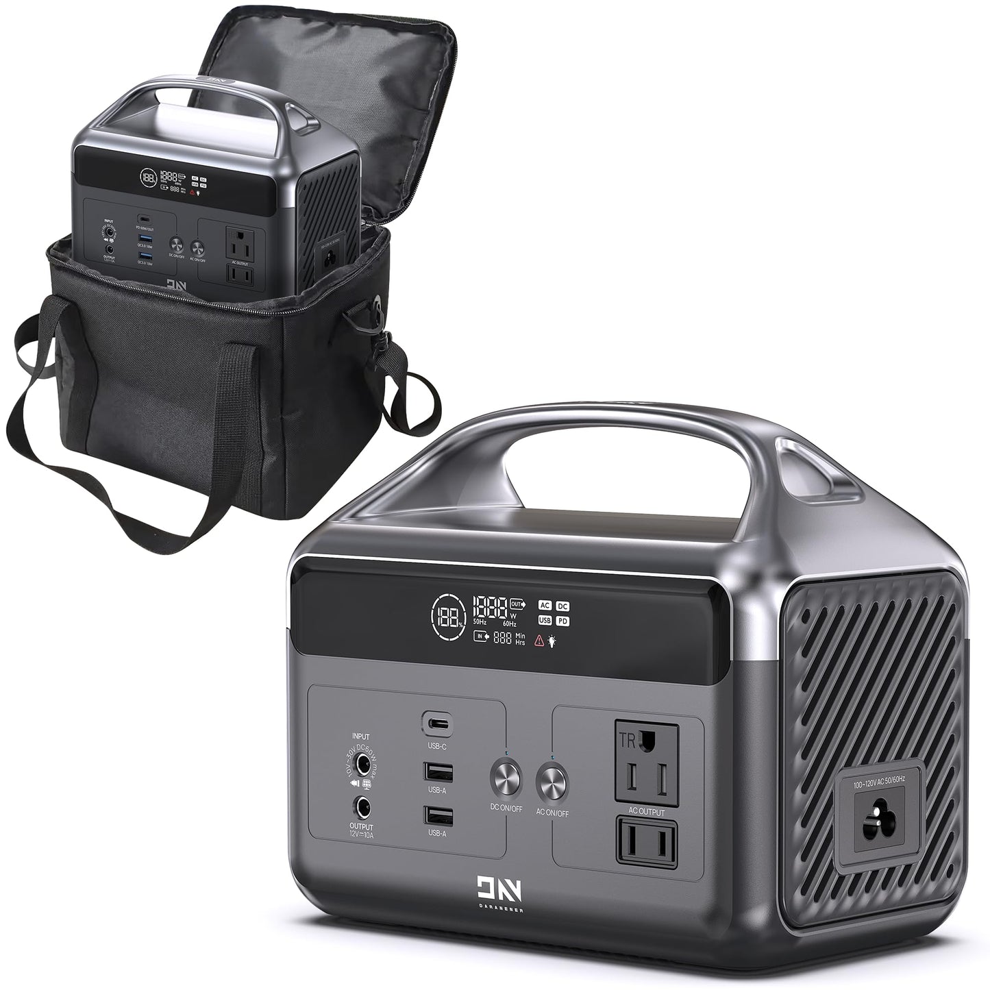 DaranEner Portable Power Station 192Wh LiFePO4 Battery, Solar Generator with Storage Bag, 2×AC 300W (600W Surge), USB-C 60W PD, Fast Recharge for Camping, RV, Outdoor, Emergency Backup