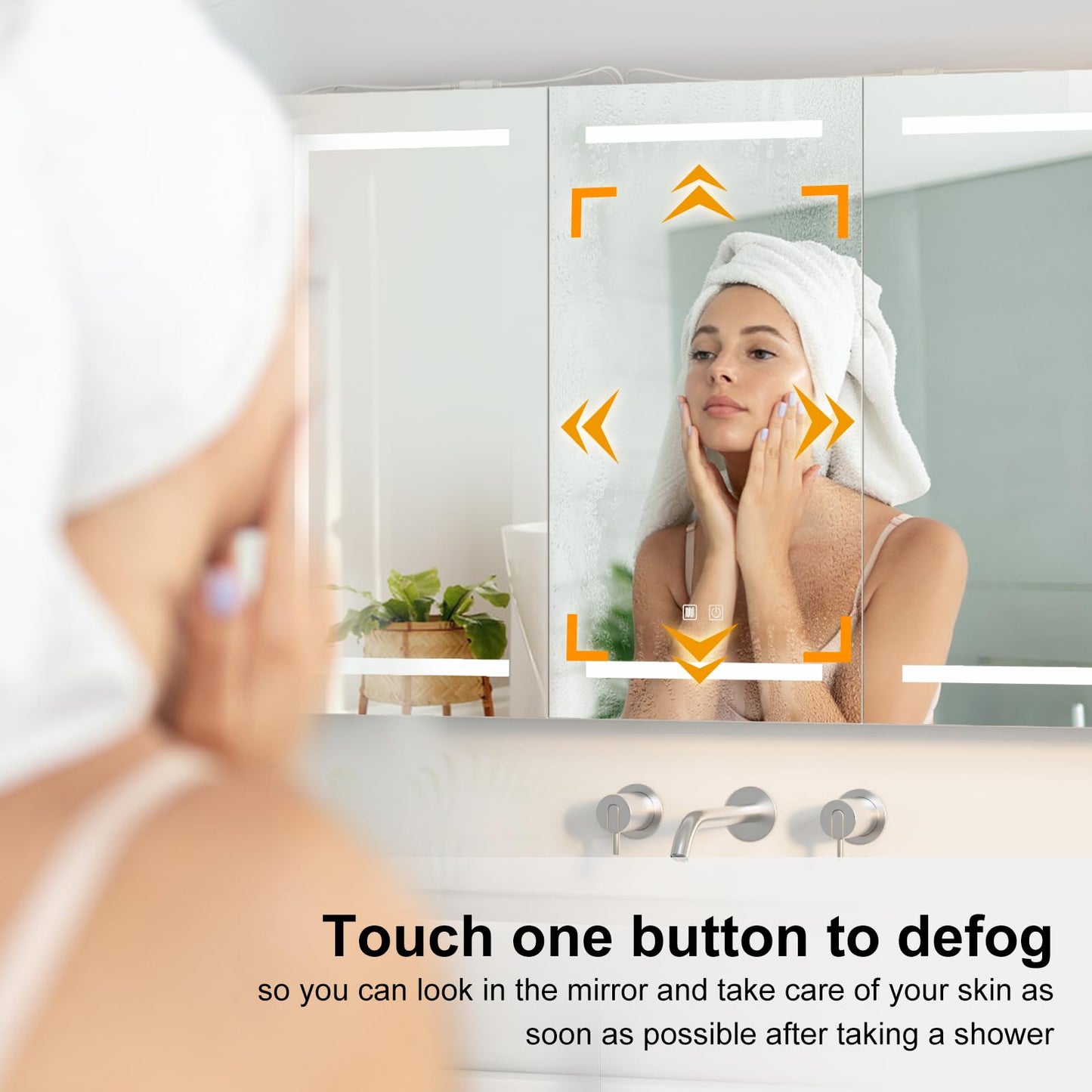 Large Medicine Cabinet, LED Lighted Medicine Cabinets with 3 Doors,Wall Mounted Bathroom Mirror with Storage,47inch,Defogger, Dimmable,Led Medicine Cabinet Mirror for Bathroom,47.2x 5.1x 30 In