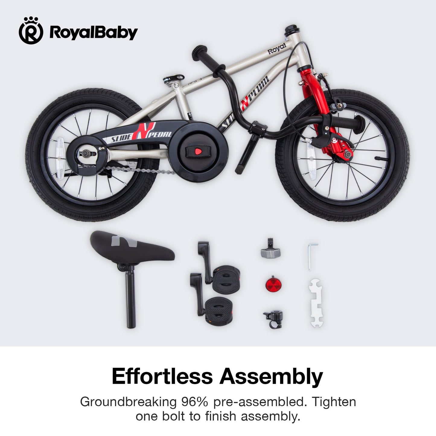 RoyalBaby Bike EZ Kids Bike, Balance and Pedal Bicycle, Dual Handbrakes with Kickstand, 14 16 18 Inch Toddlers to Big Kids 3-10 Years
