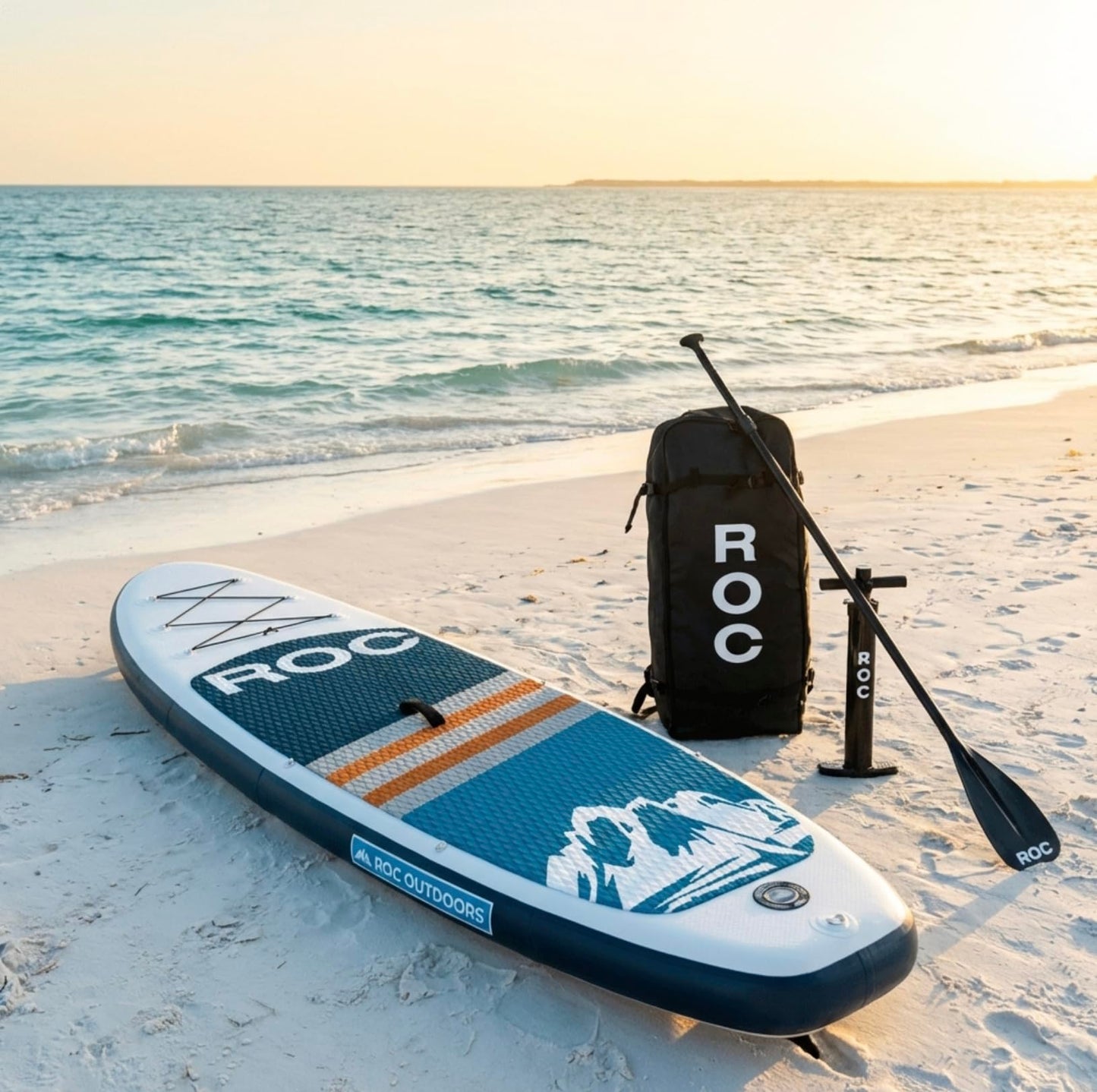 Roc Inflatable Stand Up Paddle Board with Premium SUP Paddle Board Accessories, Wide Stable Design, Non-Slip Comfort Deck for Youth & Adults (Navy W/Kayak Seat)