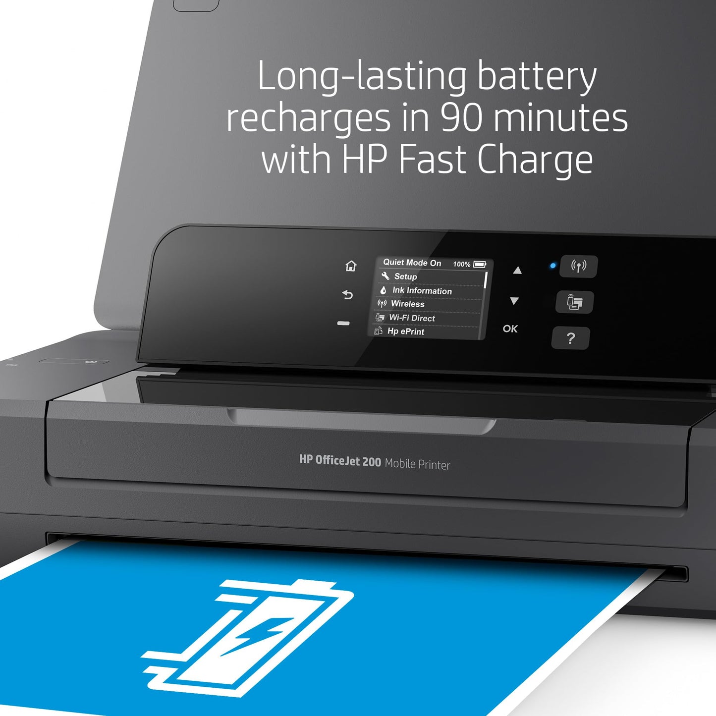 HP OfficeJet 200 Wireless Mobile Printer - Black, Battery Included (CZ993A)