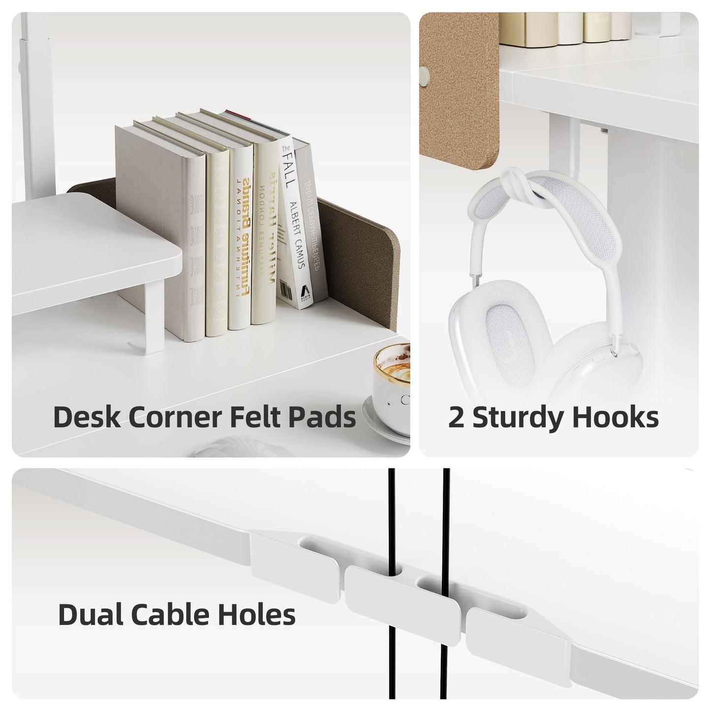 Claiks Electric Standing Desk with Monitor Stand, 55 Inches Electric Height Adjustable Desk with Removable Shelves, Stand Up Computer Desk Workstation, White