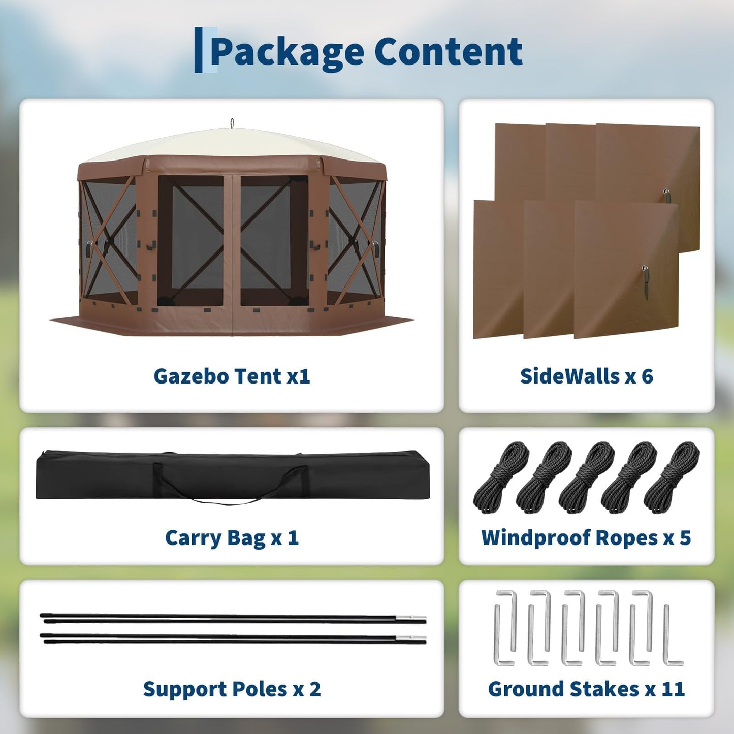 Garvee 13x13FT Pop-Up Canopy Tent | Instant Setup | Spacious 6-Sided Shelter | Detachable Wind Cloths, Beige & Khaki