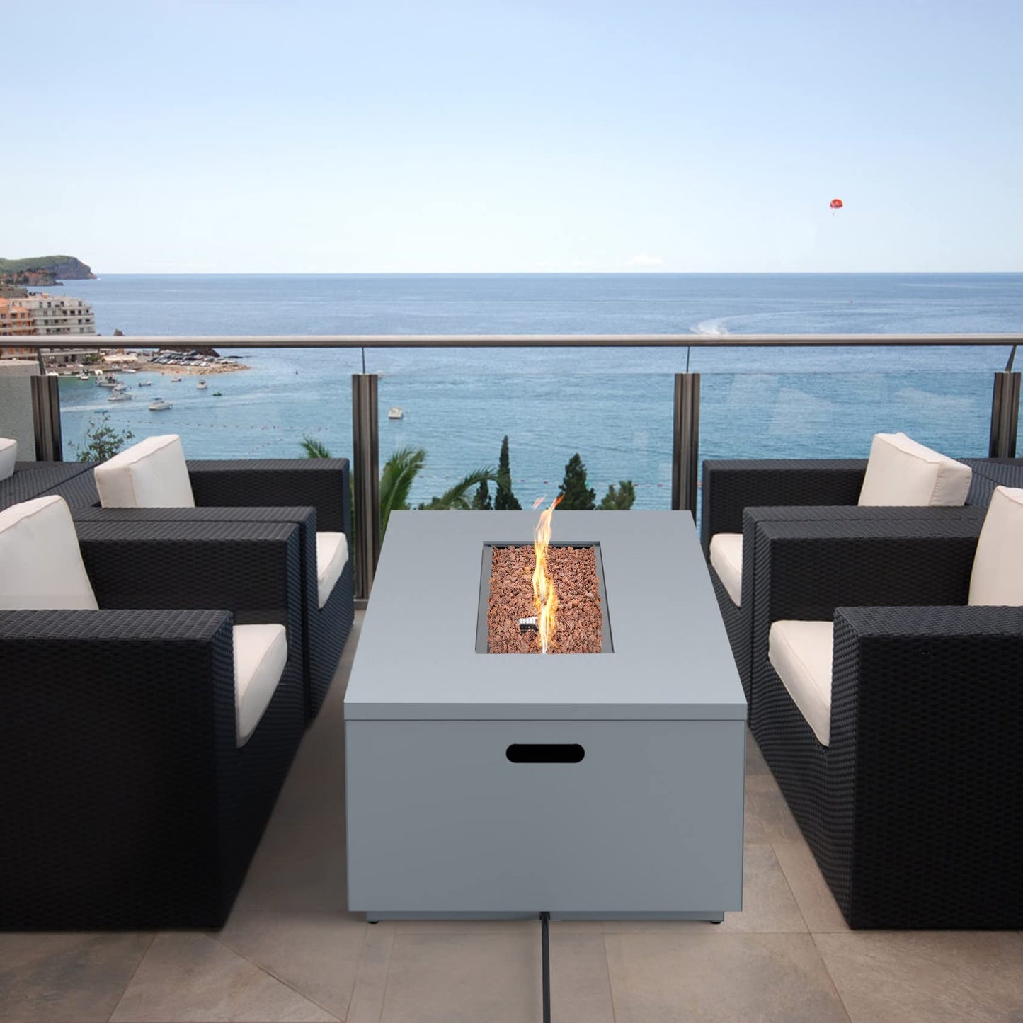 ONLYFIRE OUTDOOR LIVING Premium 60” Outdoor Fire Pit Table with Lava Rocks & 12FT Hose, Large Propane Gas Fire Table, Smokeless Fireplace 60,000BTU for Backyard Patio Villa Bonfire Party, FP014