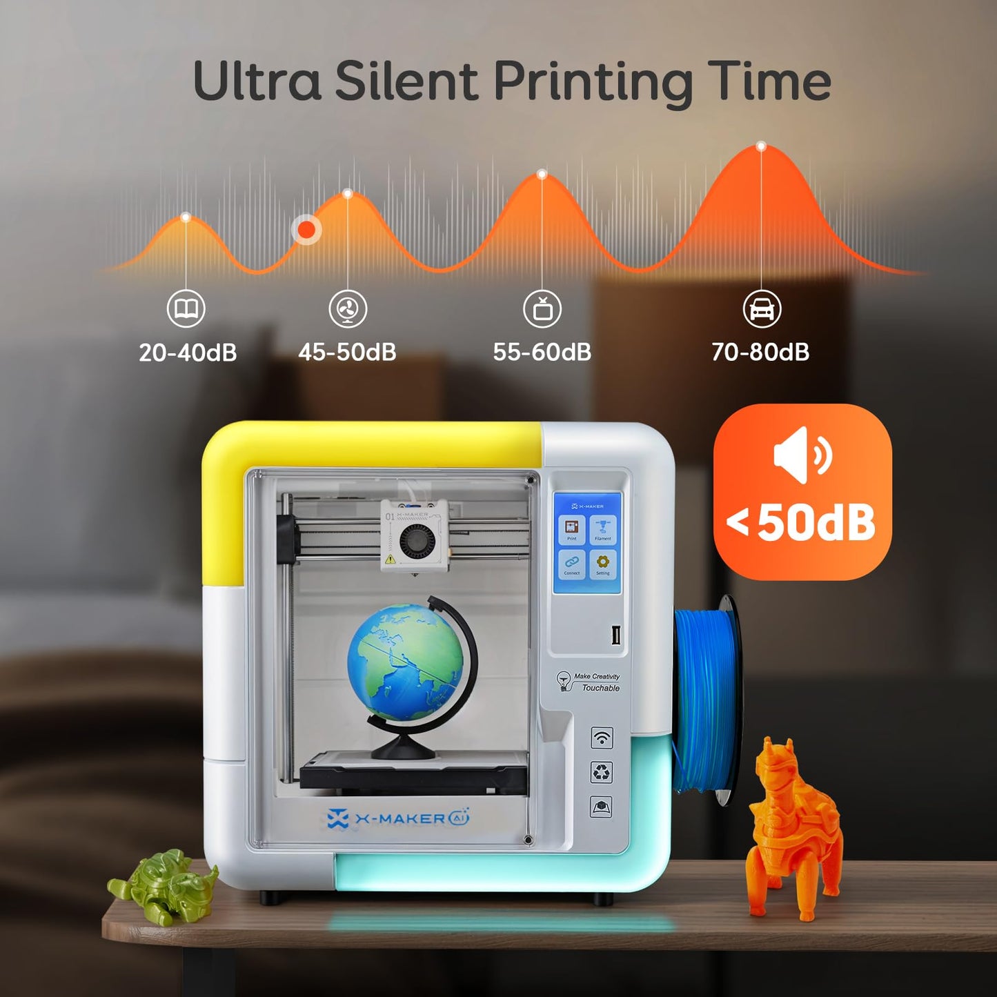 AOSEED 3D Printer for Kids & Beginners, AI-Powered Toy Maker with Leveling-Free Design, 400mm/s Speed, 17+ Design Modules, 1 PLA Filaments, Enclosed Mini 3D Printer for Home & School, X-Maker AI+