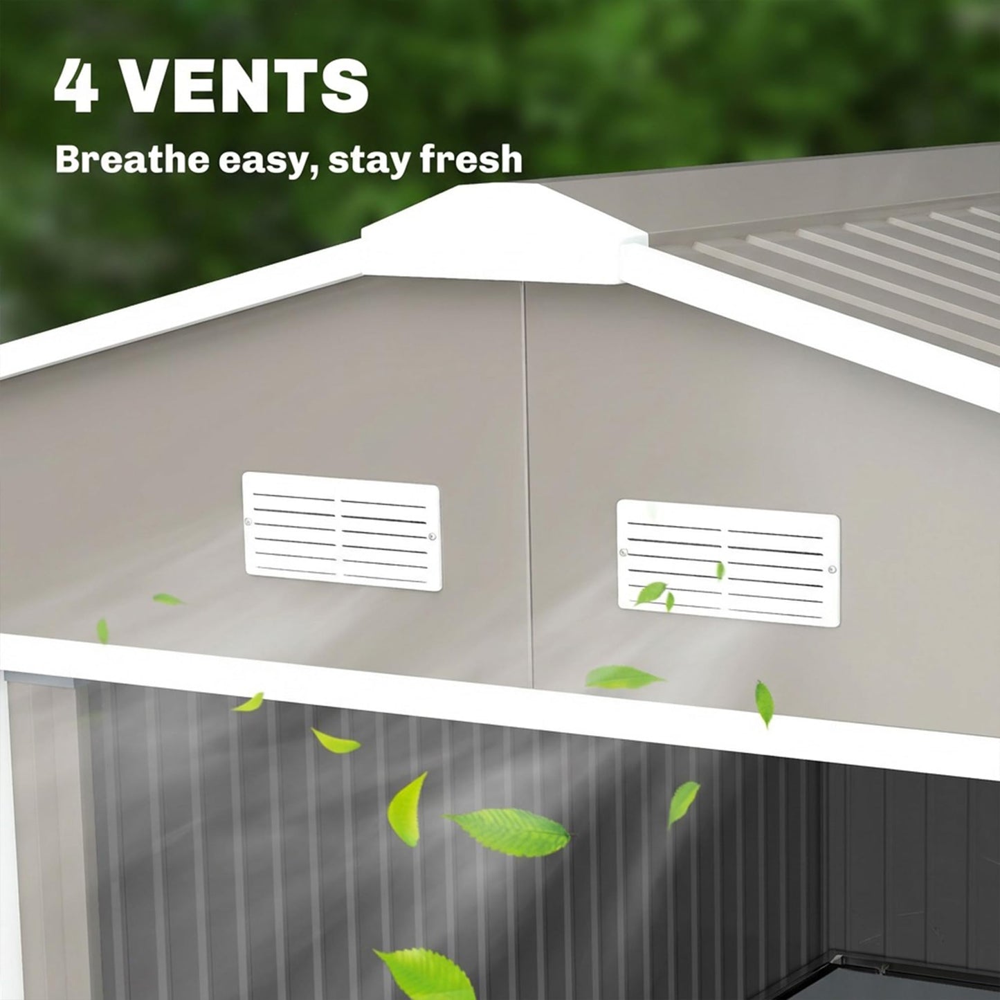 Outsunny 11' x 13' Outdoor Storage Shed, Garden Tool Metal Shed with Foundation Kit, Double Lockable Door, Air Vents and Sloping Roof, for Backyard, Patio, Lawn, Light Gray