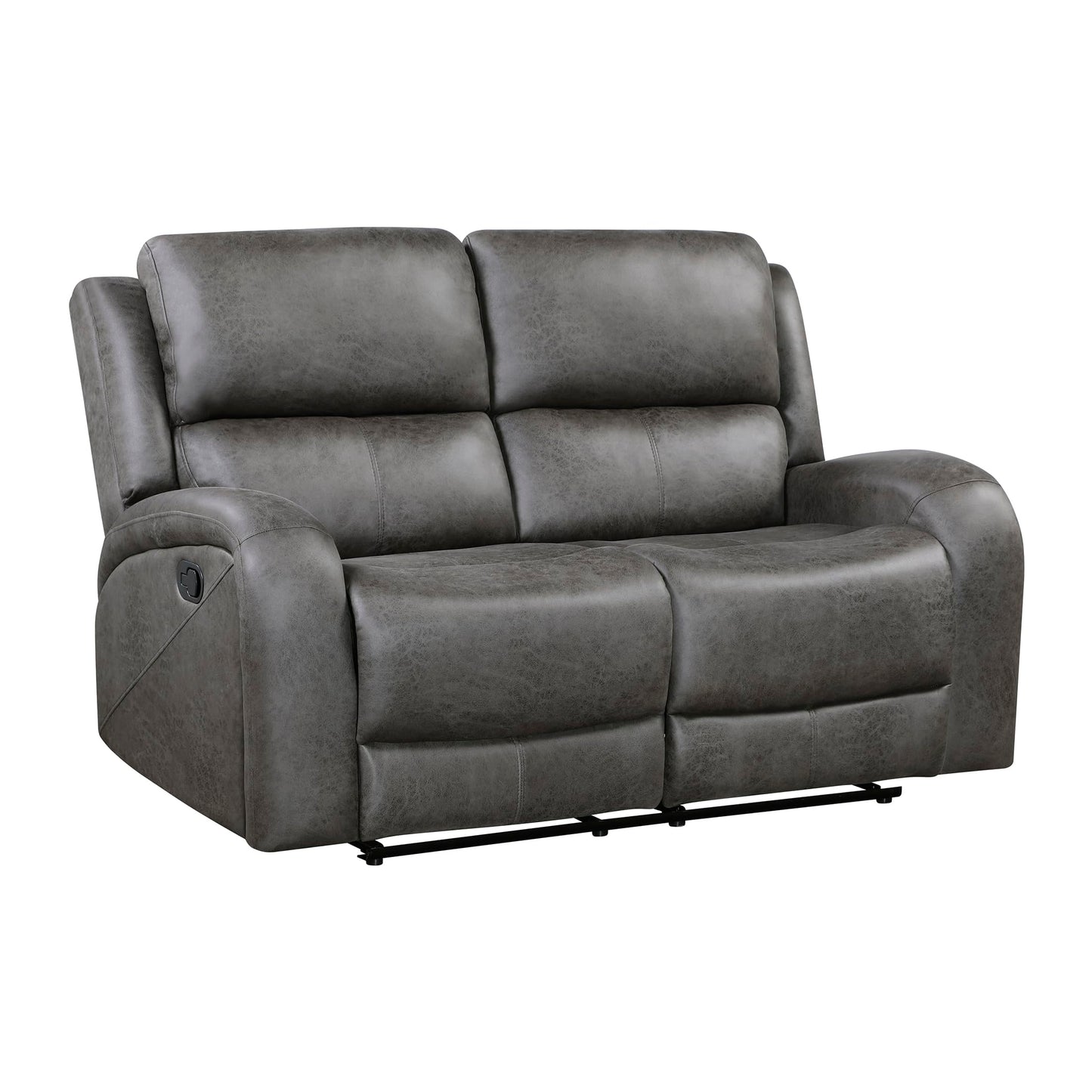 Lexicon 61.5'' Double Recliner Couch, Wall Hugger Sofa Recliners, Home Theater Seating Dual Reclining Couch, Love seat Recliner Manual Recliner Couches for Living Room/Bedroom/Office/Apartment, Grey