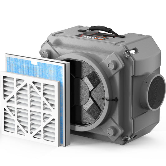 Abestorm Air Scrubber, Negative Air Machine with 3-Stage Filtration &16 Inch Air Inlet for Home, Industrial and Commercial Air Purifier, MEVR-10 & HEPA/Activated Carbon Filters, 550 CFM, Gray