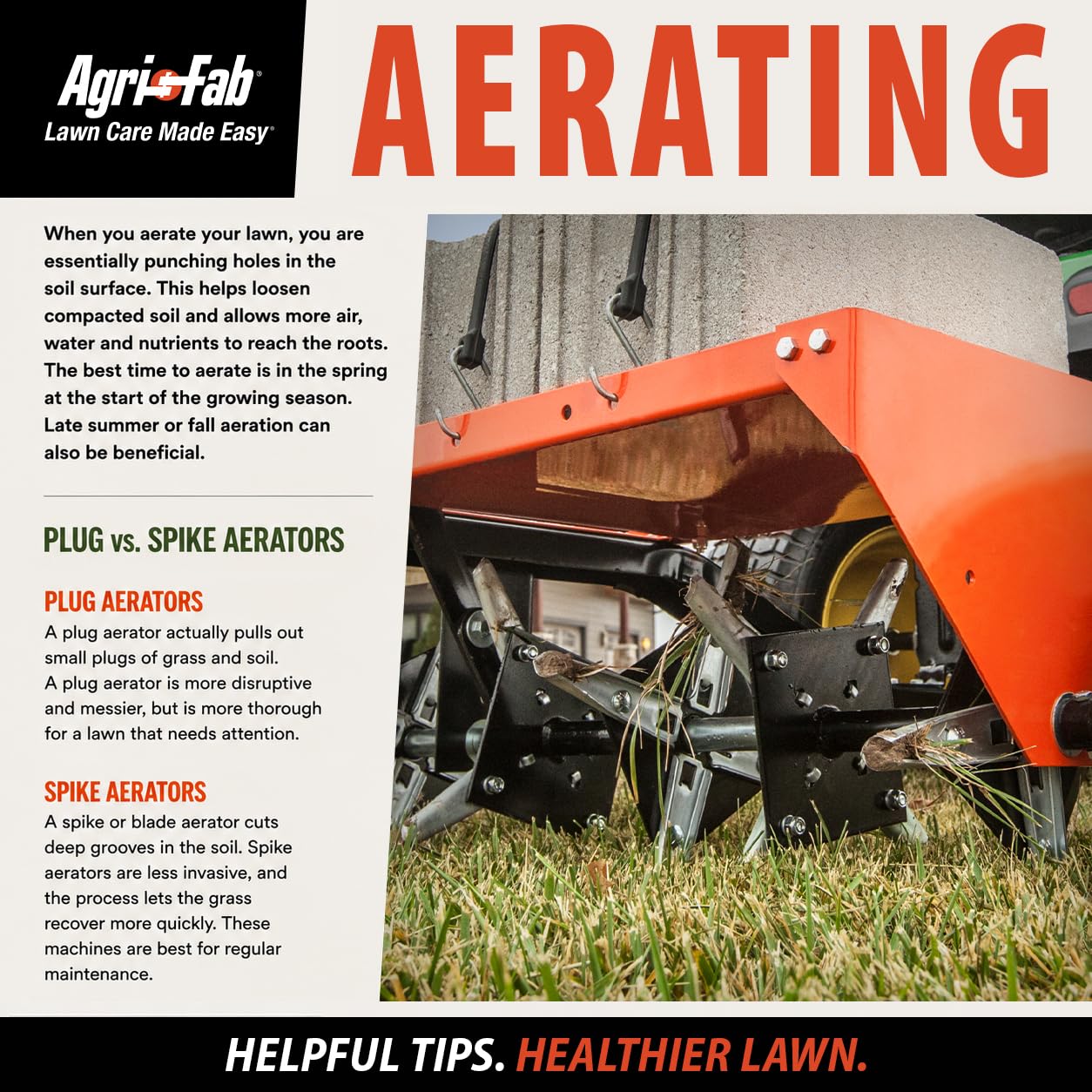 Agri-Fab 48 In Tow Behind Lawn Plug Aerator with 32 Galvanized Knives and Universal Hitch