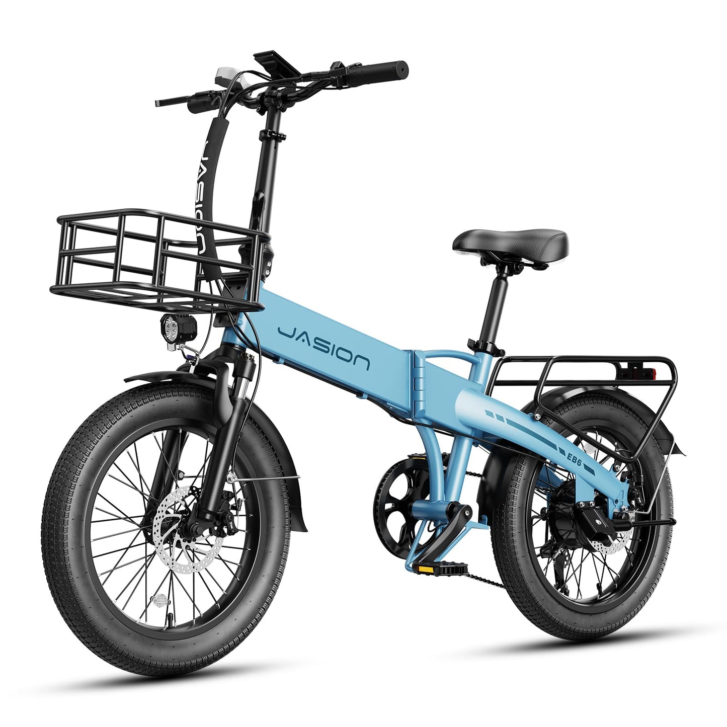Jasion EBS Folding Electric Bike for Adults, Compact Portable 20" Fat Tire Ebike with 1200W Peak Motor, 48V Removable Battery, 25 MPH 50 Miles Aluminum Frame E-Bike for Trunk, RV, Apartment-UQL