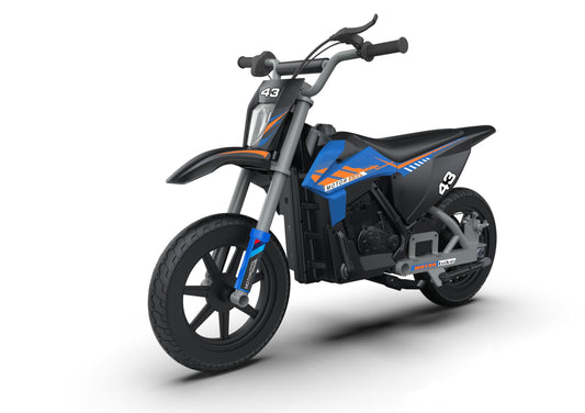 36V Ride on Dirt Bike for Kids,Fast Speed Electric Battery-Powered Off-Road Motorcycle 500W Motor,15.5MPH,Max Load 175 lbs,LED Light,Leather Seat,Disc Brake,Air-Filled Tires,Blue